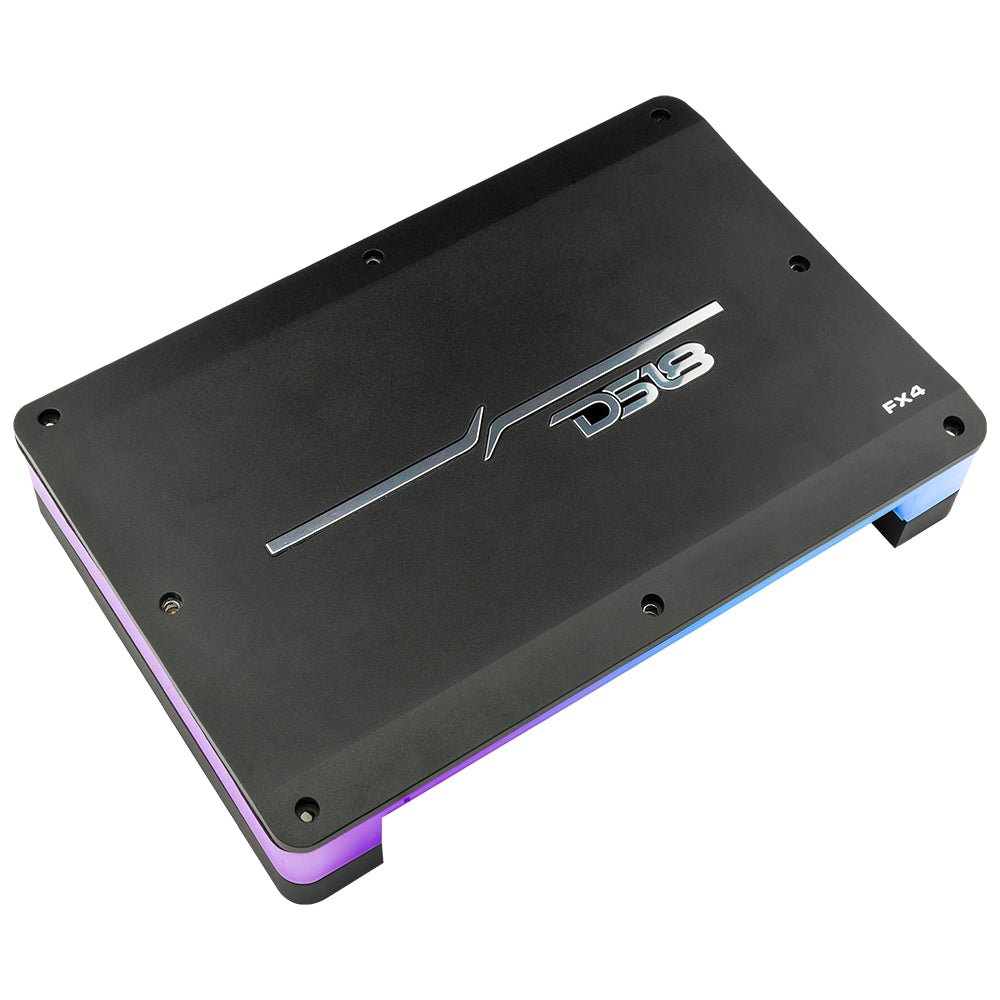 DS18 Flush Mount / Surface Mount 4 Channel Class D Amplifier With Acrylic Cover for Custom Installation 4 X 180 Watts RMS @ 4 Ohm