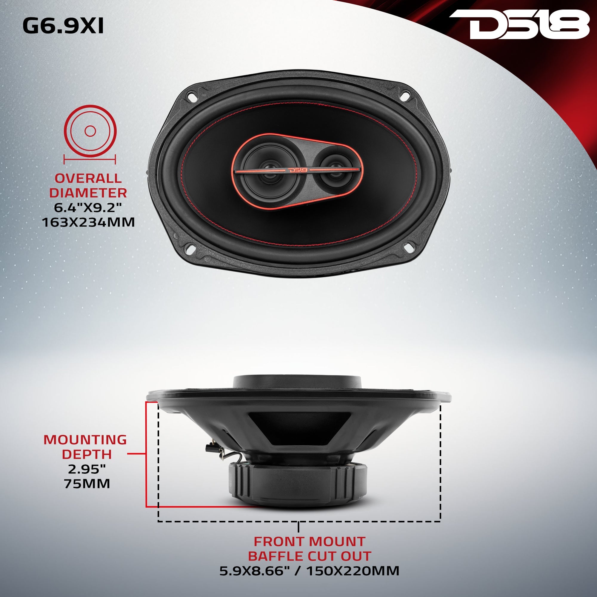 DS18 GEN-X 6x9" 3-Way Coaxial Speakers | 60W RMS 4-Ohm