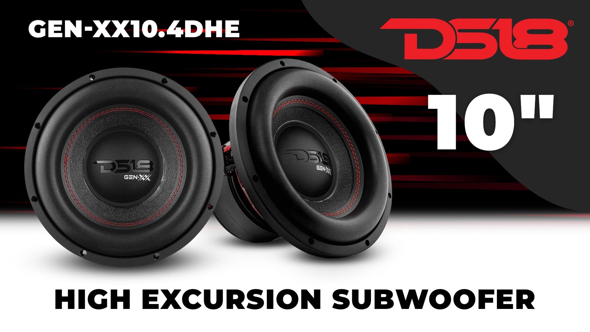 DS18 GEN-XX 10" High Excursion Subwoofer Double Stacked Magnets 500 Watts Rms DVC 4-Ohm
