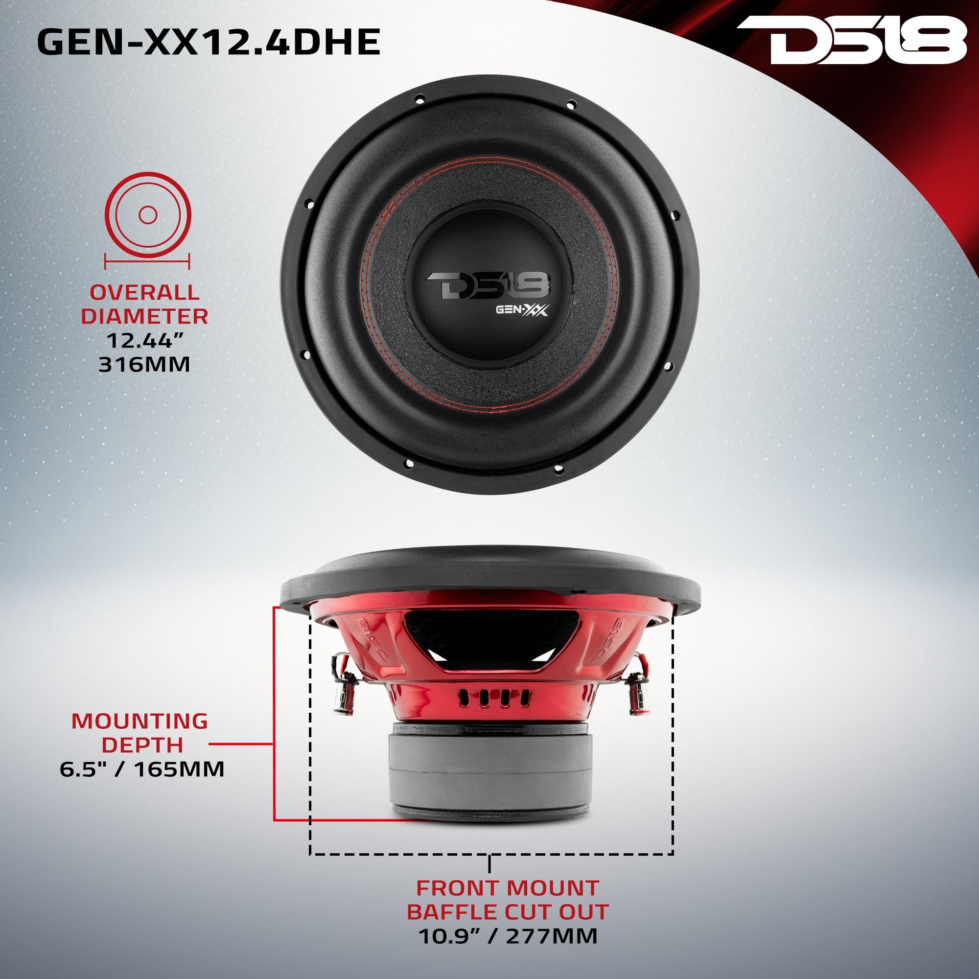 DS18 GEN-XX 12" High Excursion Subwoofer Double Stacked Magnets 600 Watts Rms DVC 4-Ohm