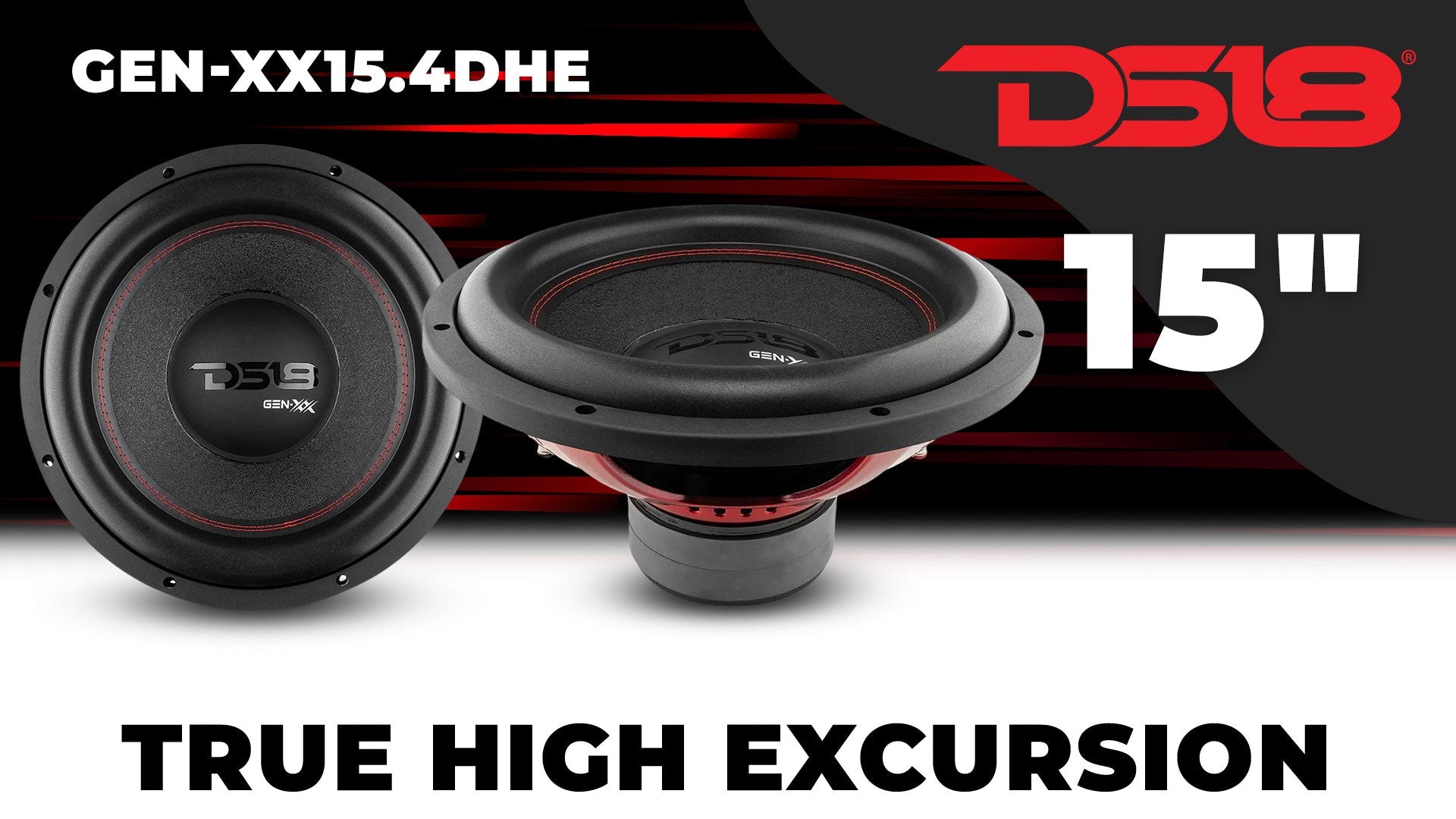 DS18 GEN-XX 15" High Excursion Subwoofer Double Stacked Magnets 600 Watts Rms DVC 4-Ohm