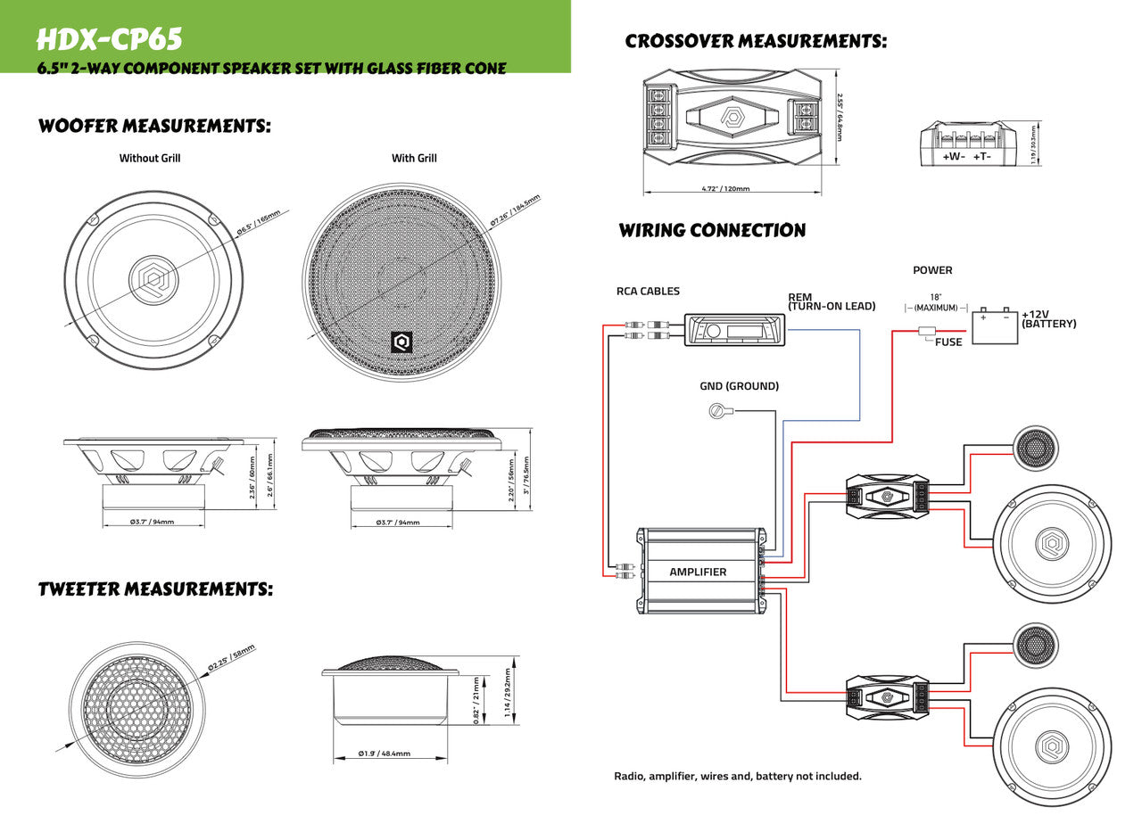 SoundQubed HDX 6.5" Component Speaker Set Car Audio