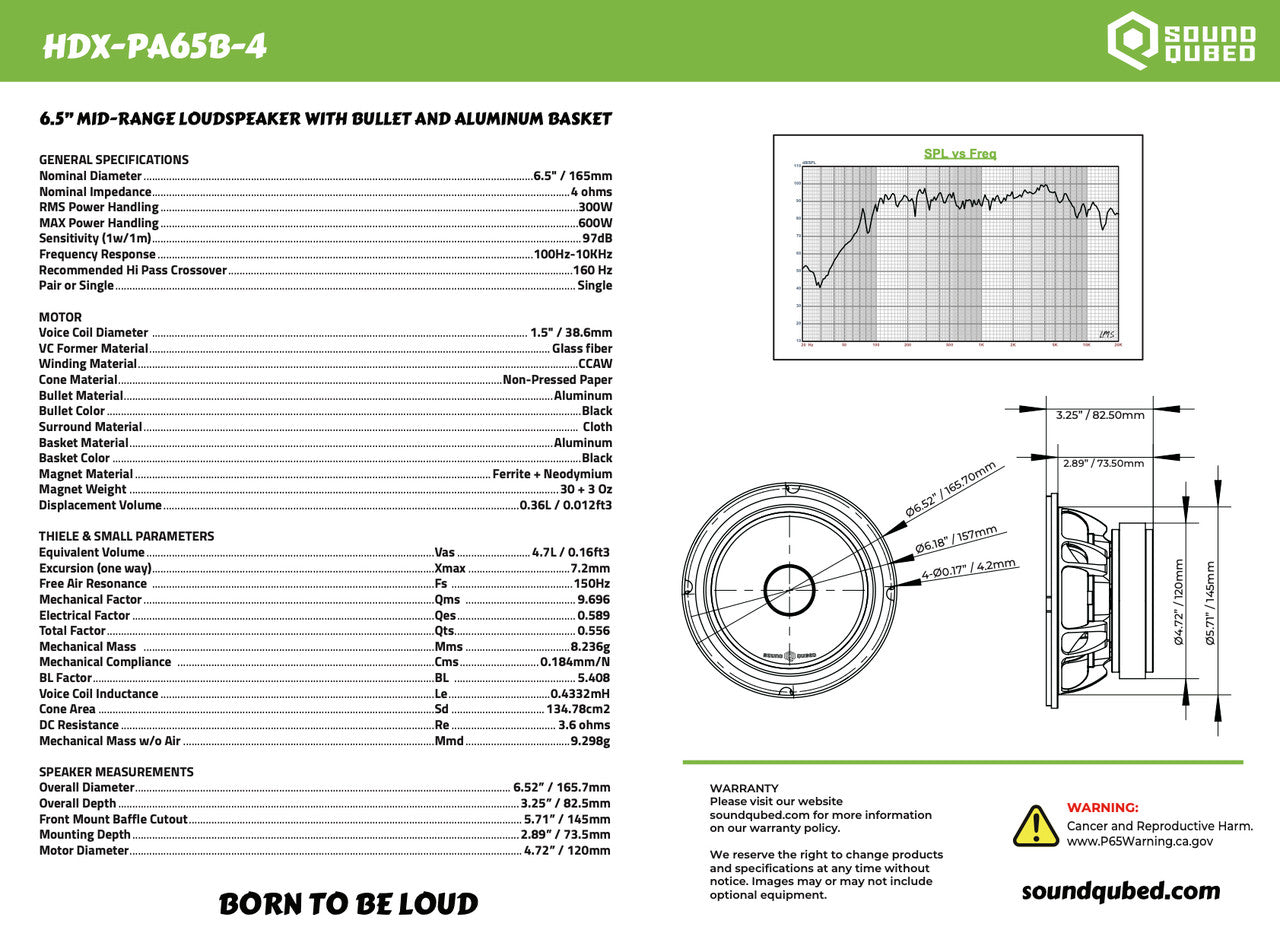 SoundQubed HDX 6.5" Pro Audio Speaker Car Audio