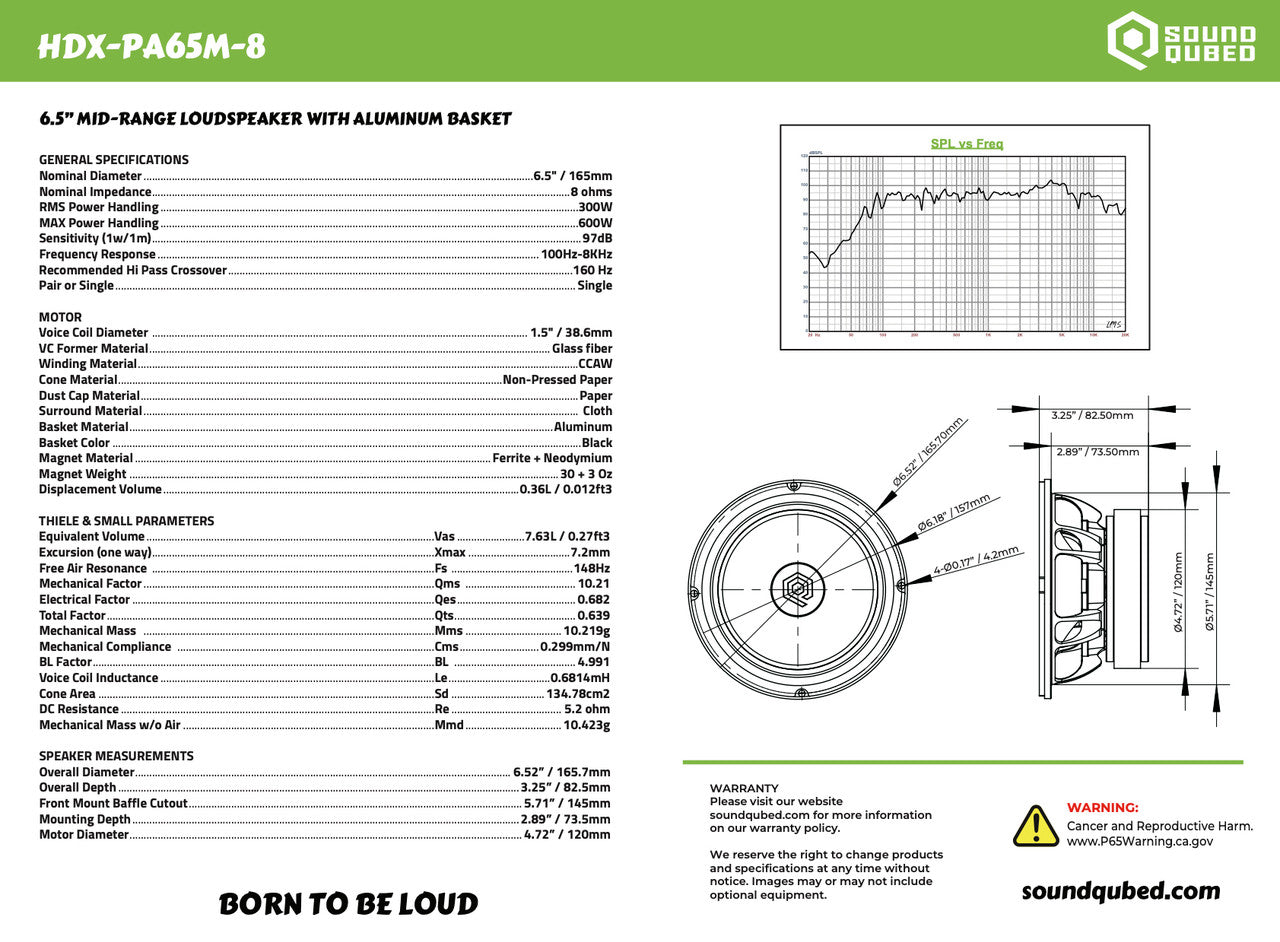SoundQubed HDX 6.5" Pro Audio Speaker Car Audio