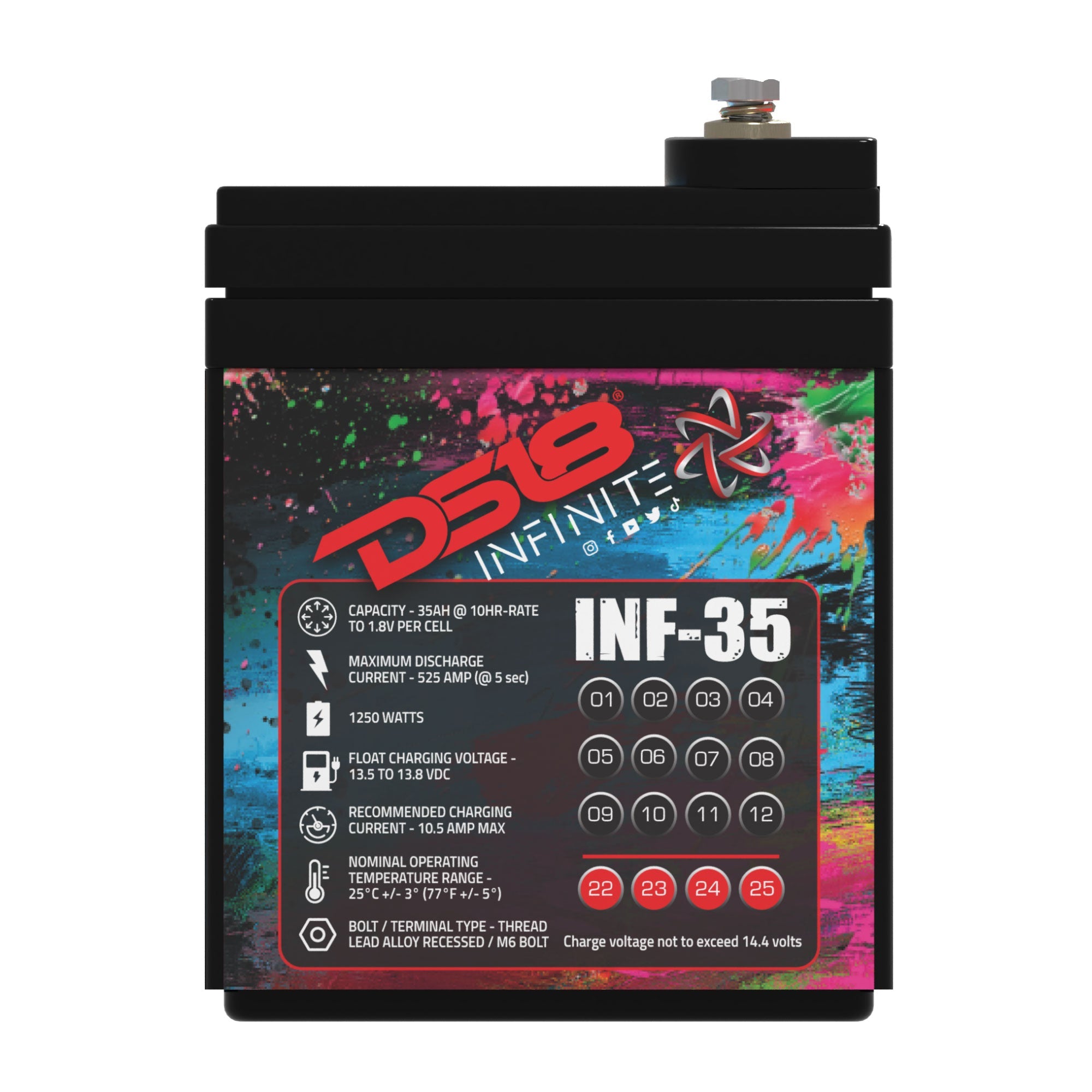 DS18 INFINITE 35 AH AGM Power Cell 12 Volt Battery