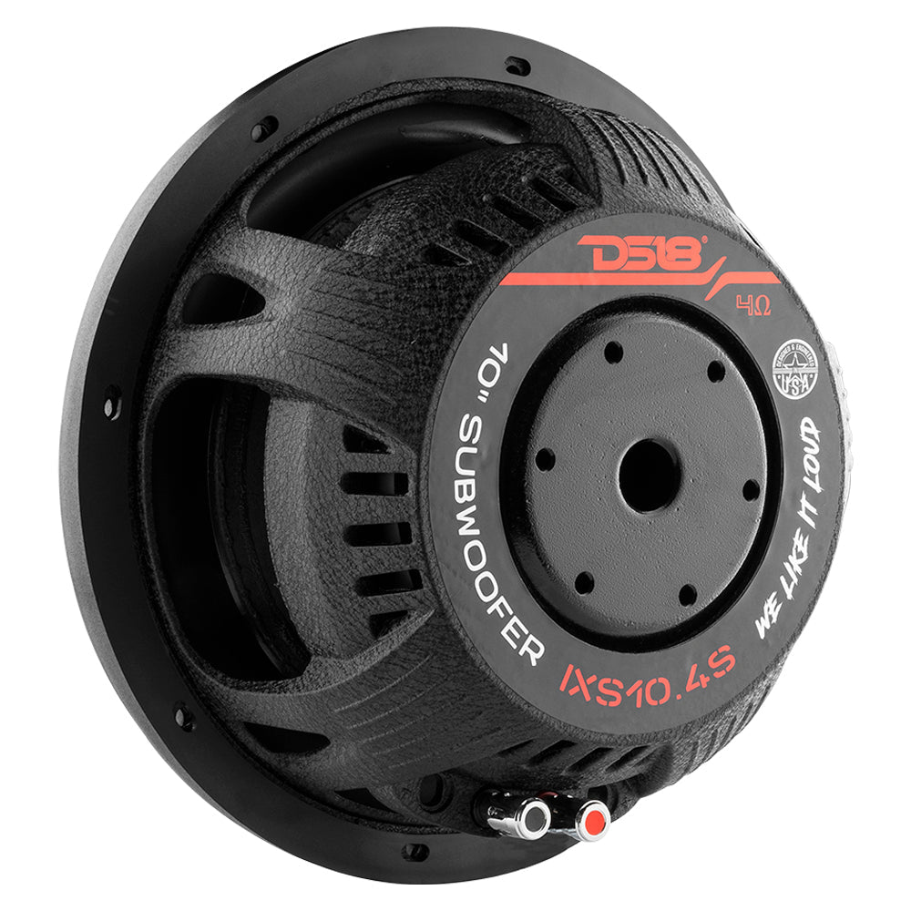 DS18 IXS Shallow-Mount 10" Fiber Glass Subwoofer 600 Watts Rms SVC 4-Ohm