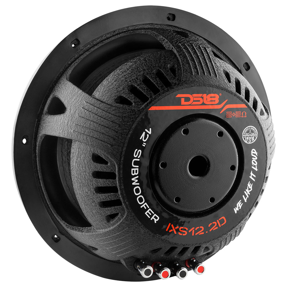 DS18 IXS Shallow-Mount 12" Fiber Glass Subwoofer 800 Watts Rms DVC 2-Ohm