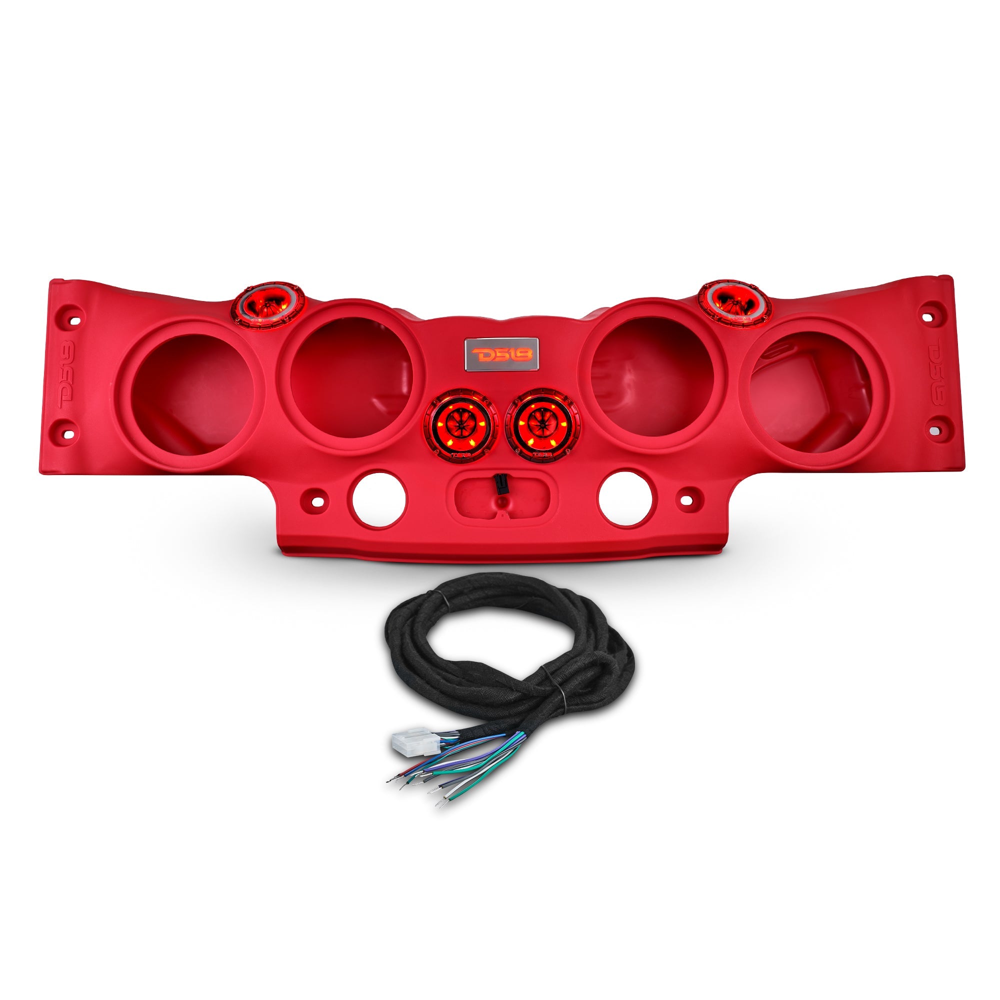 DS18 Jeep JK/JKU Overhead Sound Bar System Fits 4 X 8" Speakers (Not included) 4 X Tweeters PRO-TW4L and 2 X Drivers PRO-DRNSC1.5 and Harness Included- Red