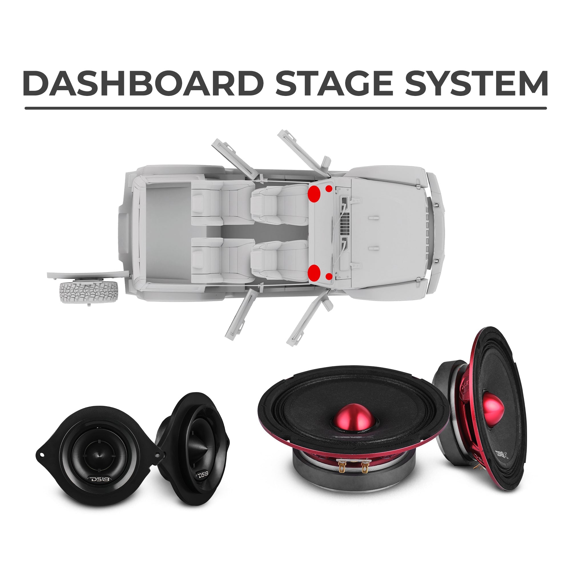 DS18 Jeep JKU 2007-2018 Ultimate Package – Loaded Sound Bar, Door Panels, Tailgate Subwoofers & Amplifiers