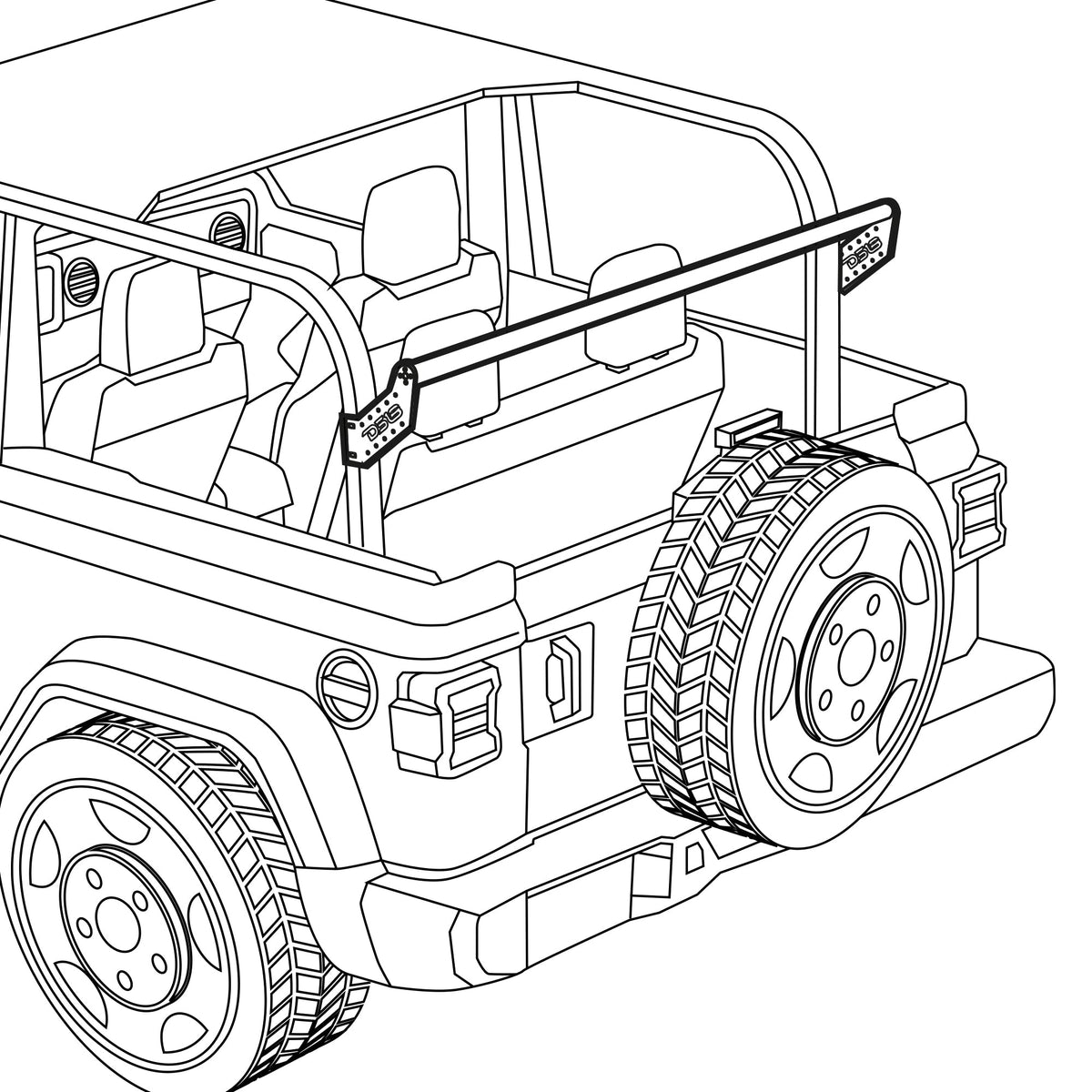 DS18 JL-TUBEUP2DR/BK Tower Speaker Mounting Tube for Jeep Wrangler JL 2-Door Hardtop (2018–2023) — view 2 of 5