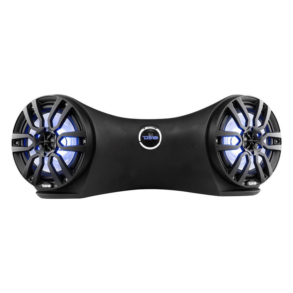 DS18 Dual 8" Marine Flat Mount Sound Bar Enclosure with LED RGB Lights 250 Watts Rms (NXL-8BK Included)