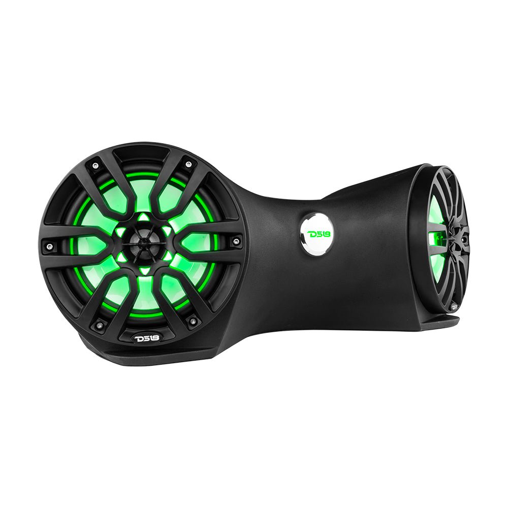 DS18 Dual 8" Marine Flat Mount Sound Bar Enclosure with LED RGB Lights 250 Watts Rms (NXL-8BK Included)