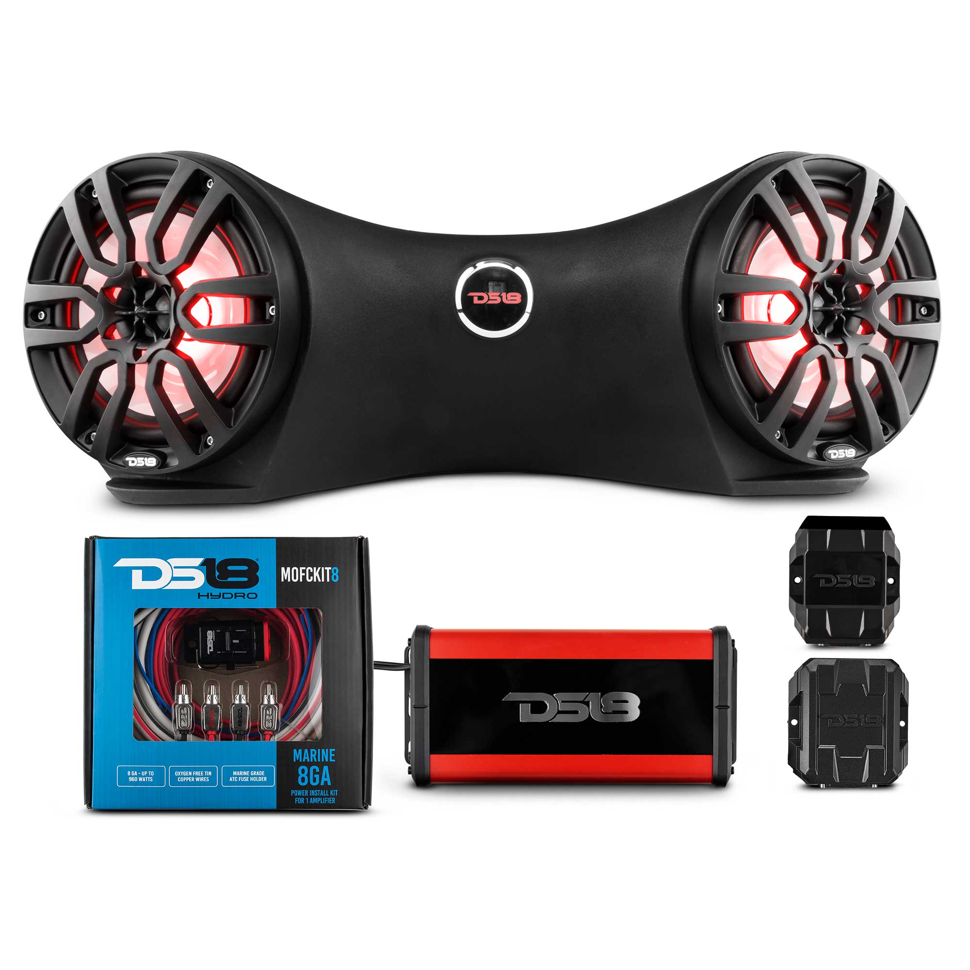 DS18 Extreme Sound System for Jet Skis - Loaded with 2 x 8" Coaxial Marine Speakers with RGB LED Lights