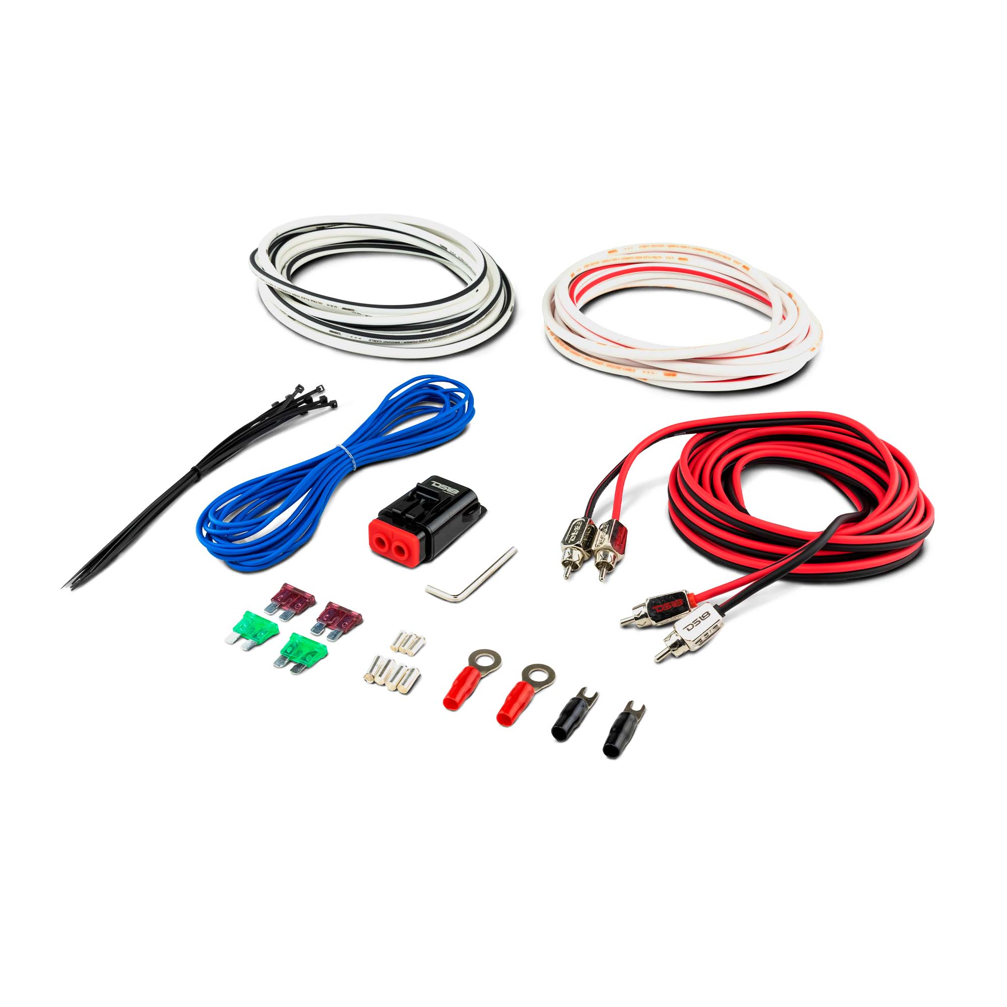 DS18 8-GA Marine Tinned OFC Amplifier Installation Kit - WHITE