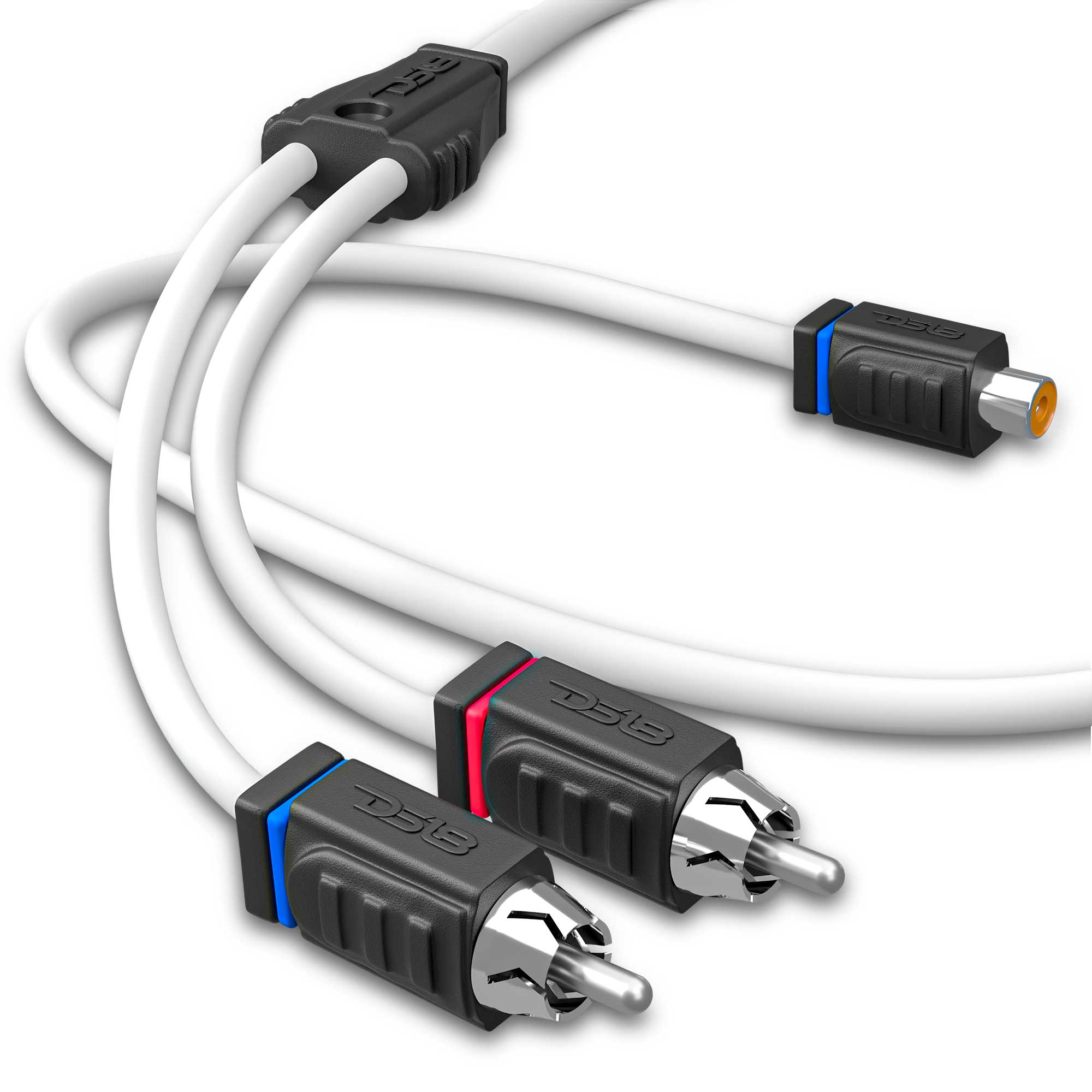 DS18 RCA Marine Grade Tinned 100% Copper OFC Y Connector 1 FEMALE to 2 MALE - WHITE