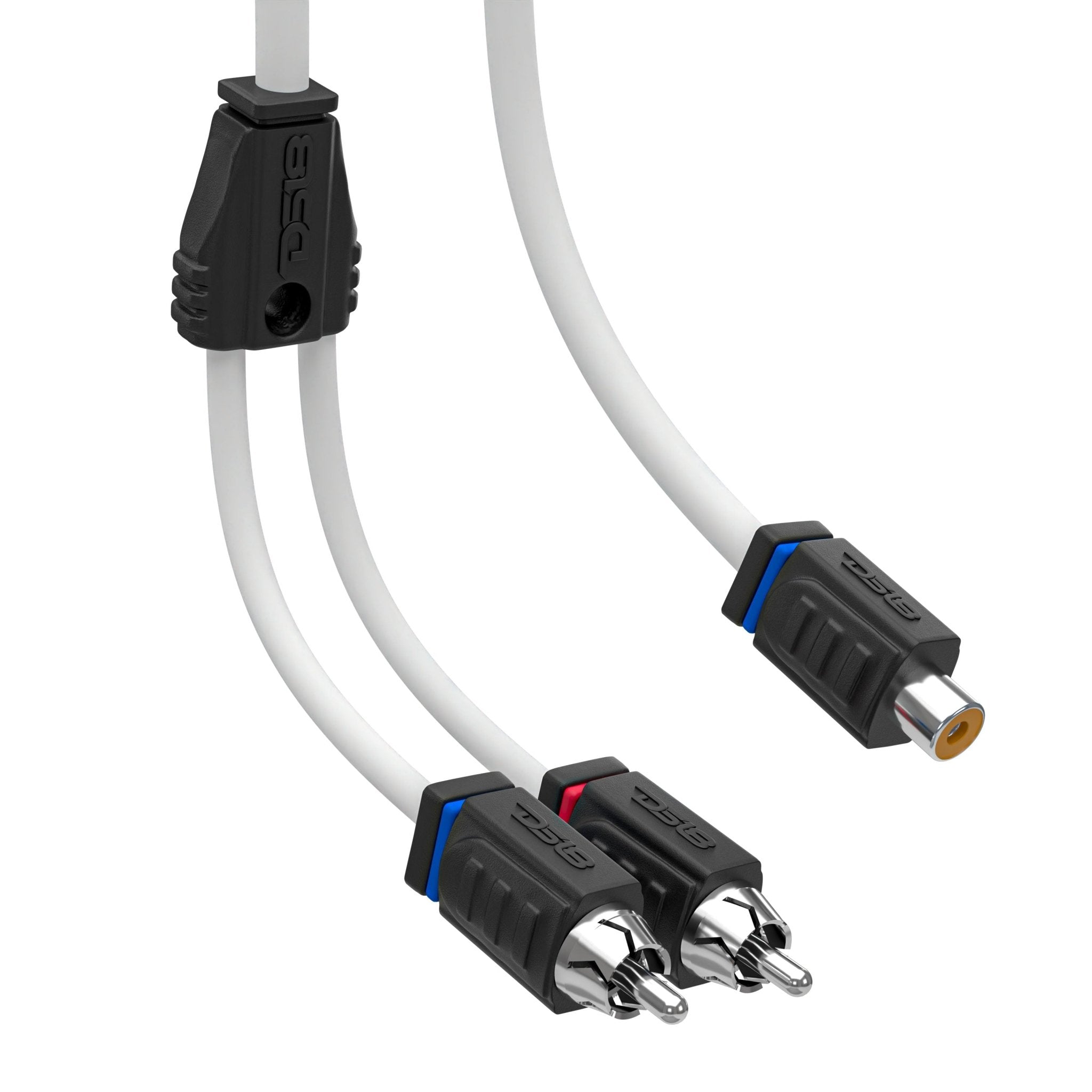DS18 RCA Marine Grade Tinned 100% Copper OFC Y Connector 1 FEMALE to 2 MALE - WHITE