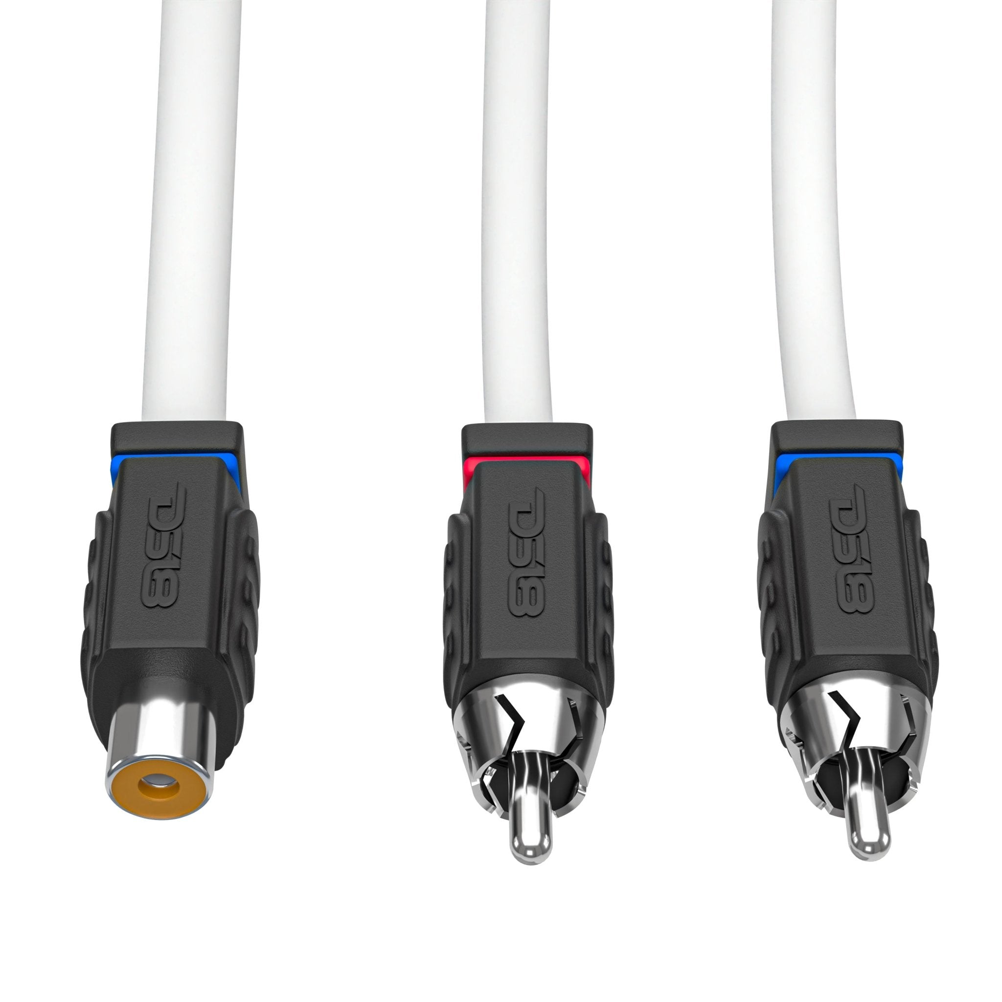 DS18 RCA Marine Grade Tinned 100% Copper OFC Y Connector 1 FEMALE to 2 MALE - WHITE