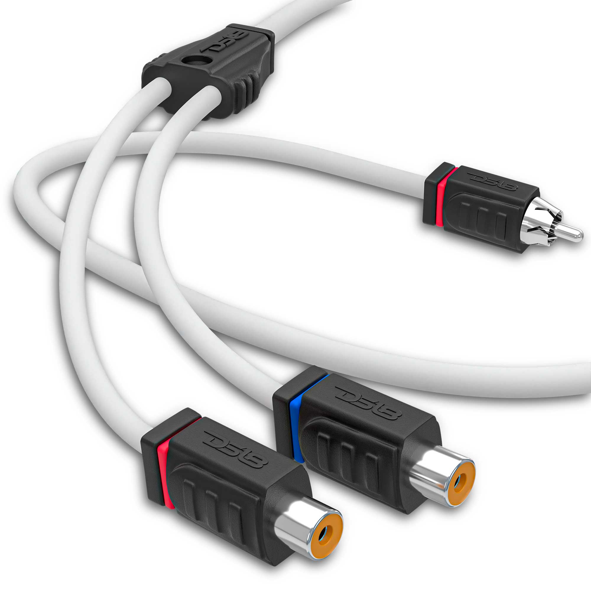 DS18 RCA Marine Grade Tinned 100% Copper OFC Y Connector 2 FEMALE to 1 MALE - WHITE