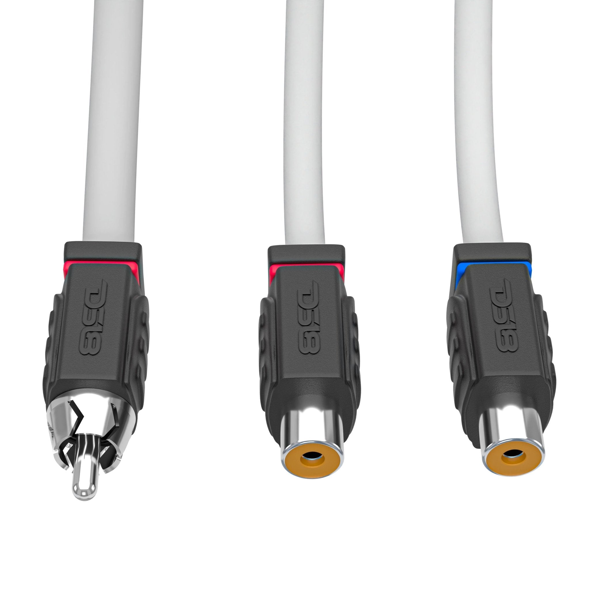 DS18 RCA Marine Grade Tinned 100% Copper OFC Y Connector 2 FEMALE to 1 MALE - WHITE