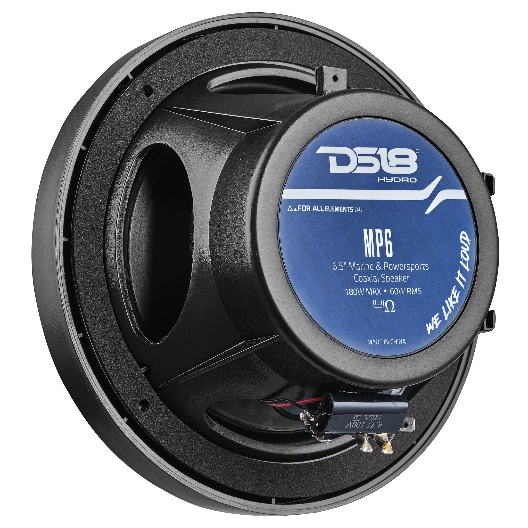 DS18 MP 6.5" 2-Way Coaxial Marine Speaker 60 Watts Rms 4-Ohm -Black