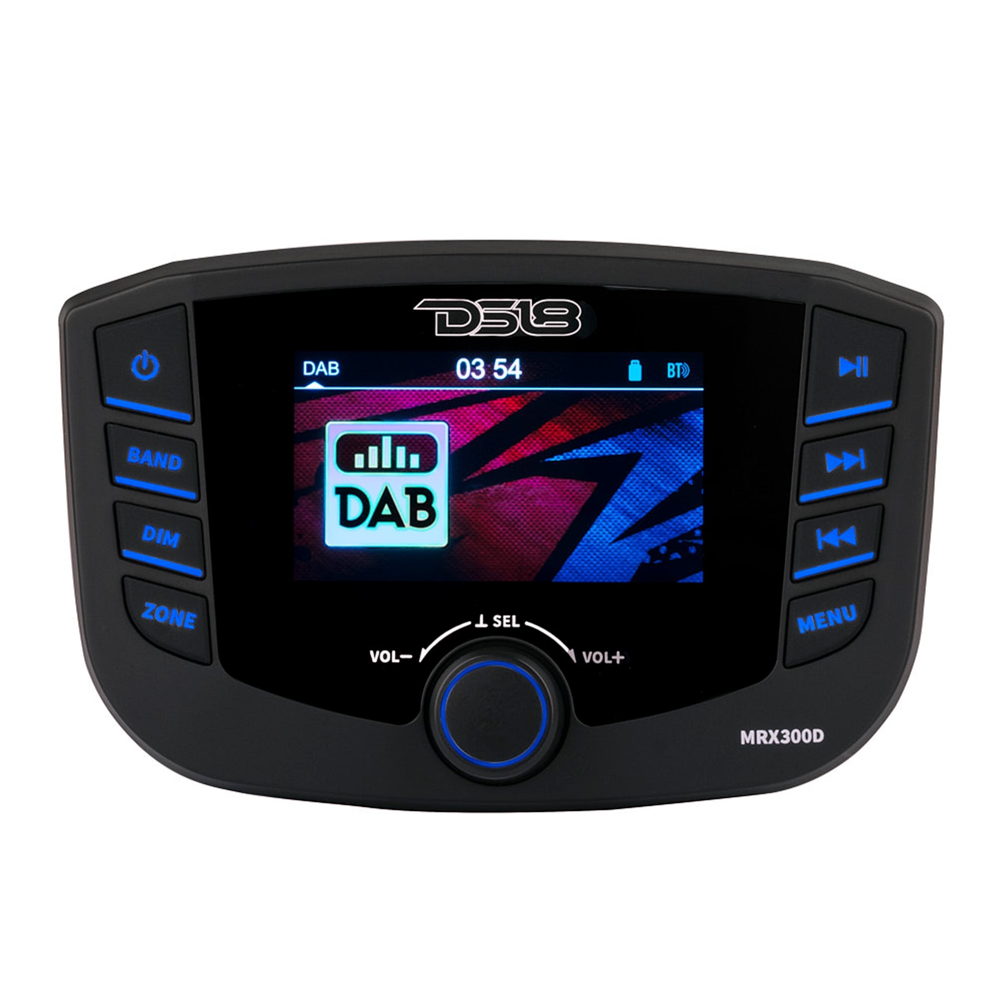 DS18 Marine Headunit TFT screen , 3 Zones, 4 volts Output, Bluetooth, RDS 4X50 Watts With DAB+ for Europe
