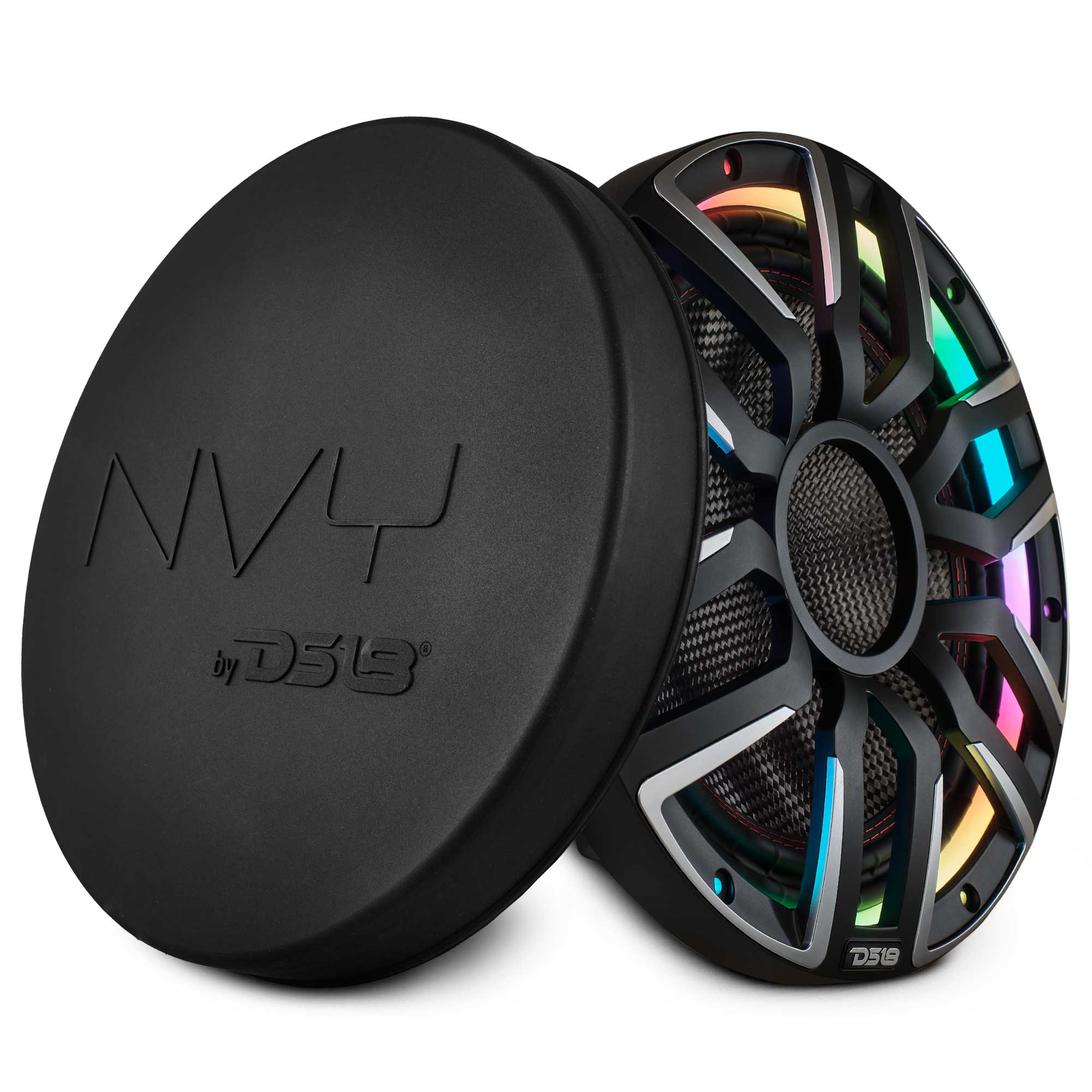 DS18 12" Neodymium Marine & Powersport Subwoofer with Digital LED Lights and Carbon Fiber Cone | 800W RMS 4-Ohm