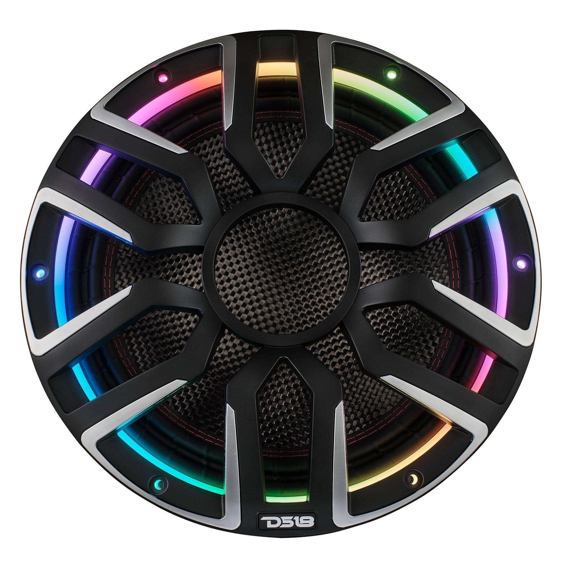 DS18 12" Neodymium Marine & Powersport Subwoofer with Digital LED Lights and Carbon Fiber Cone | 800W RMS 4-Ohm