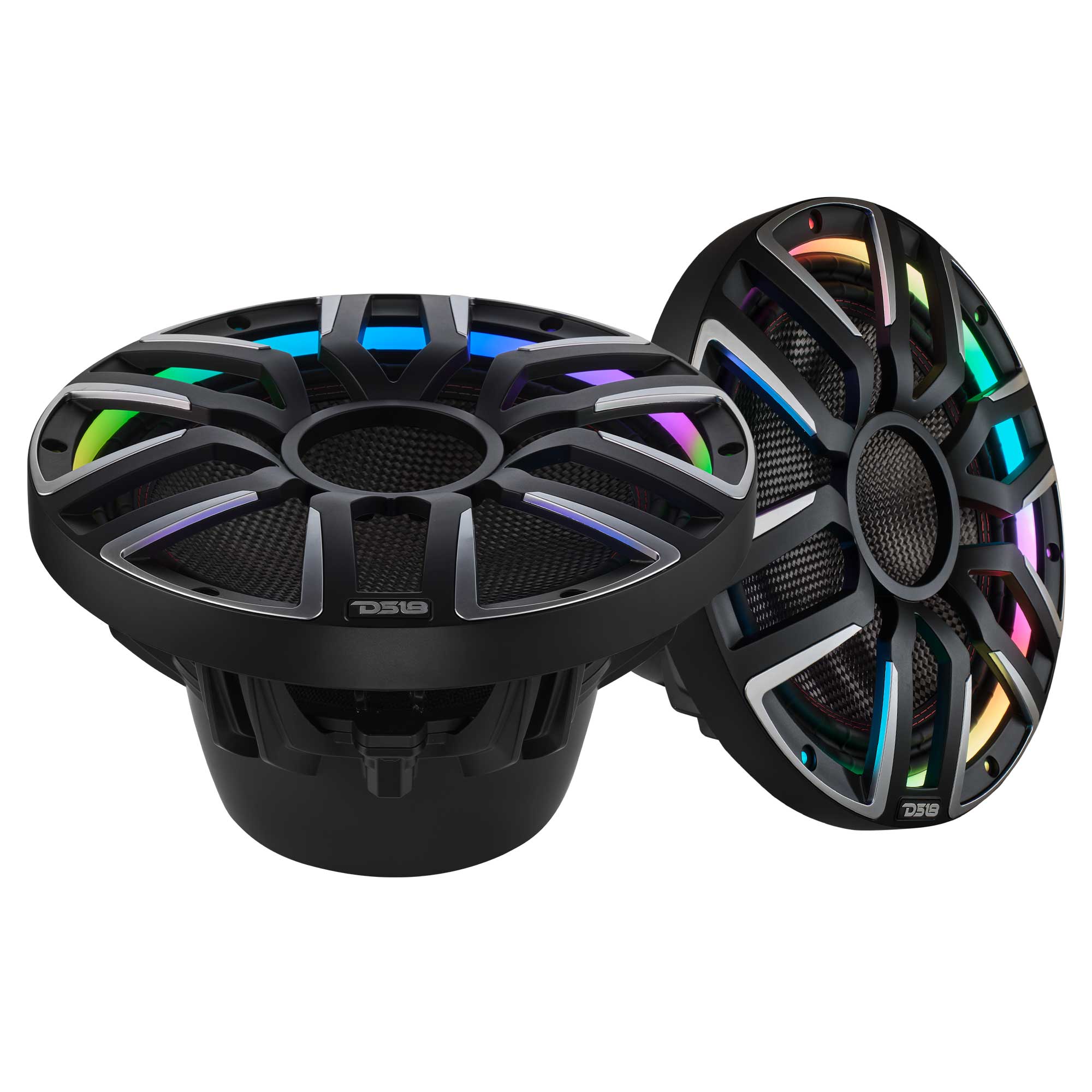 DS18 12" Neodymium Marine & Powersport Subwoofer with Digital LED Lights and Carbon Fiber Cone | 800W RMS 4-Ohm