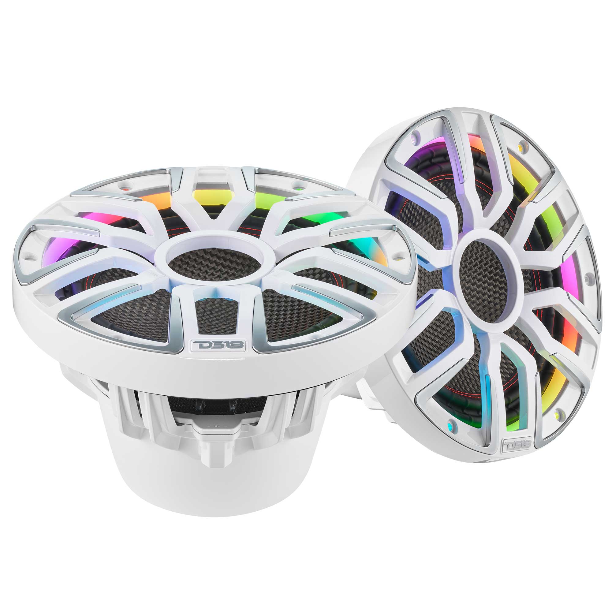 DS18 12" Neodymium Marine & Powersport Subwoofer with Digital LED Lights and Carbon Fiber Cone | 800W RMS 4-Ohm