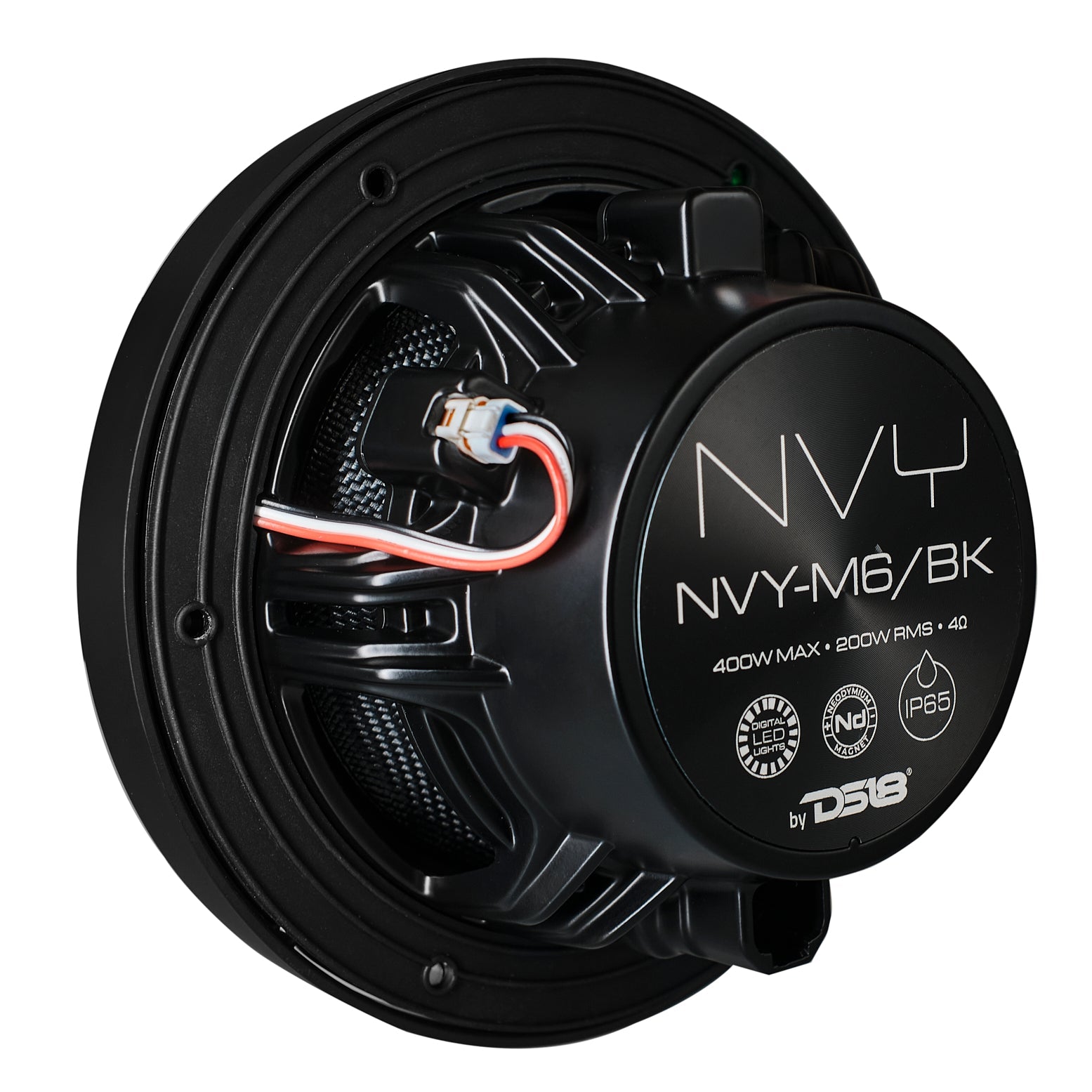 DS18 6.5” Marine Coaxial Speaker With Kevlar Cone, Bullet Tweeter, Neodymium Magnet, and Digital LED Lights | 200W RMS 4-Ohm
