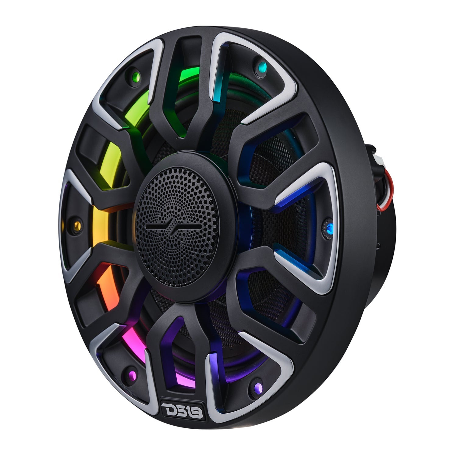 DS18 6.5” Marine Coaxial Speaker With Kevlar Cone, Bullet Tweeter, Neodymium Magnet, and Digital LED Lights | 200W RMS 4-Ohm