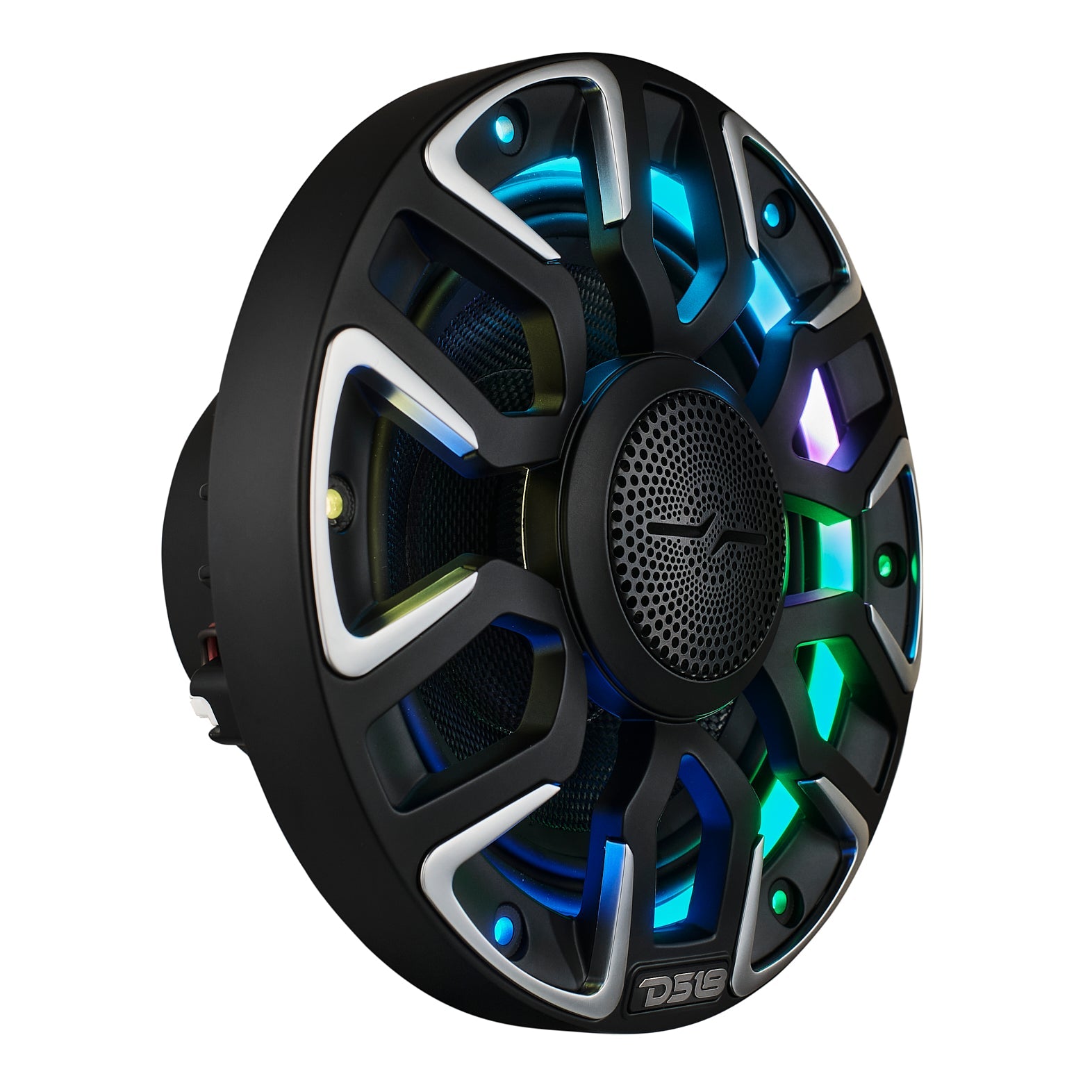 DS18 6.5” Marine Coaxial Speaker With Kevlar Cone, Bullet Tweeter, Neodymium Magnet, and Digital LED Lights | 200W RMS 4-Ohm