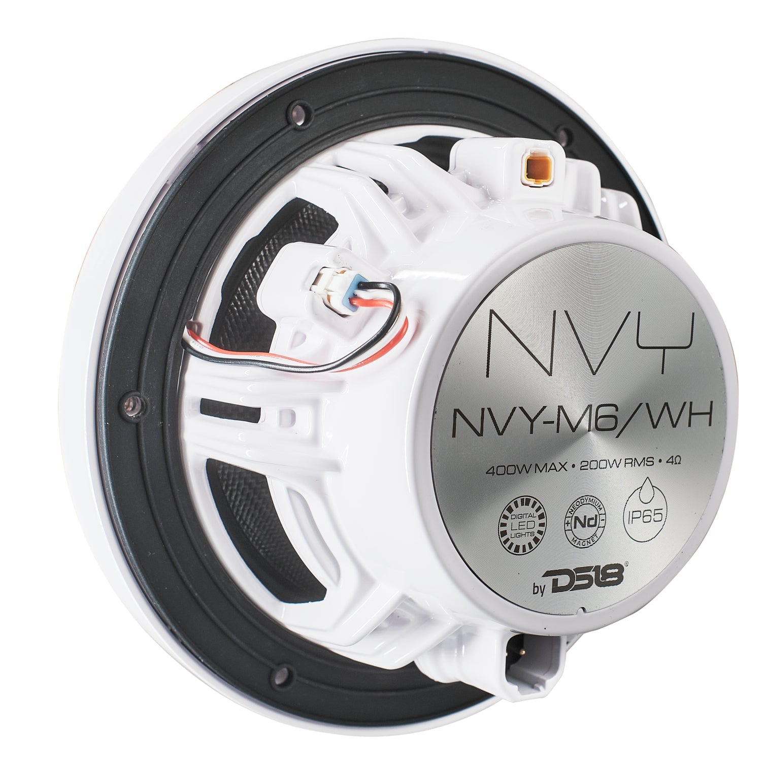 DS18 6.5” Marine Coaxial Speaker With Kevlar Cone, Bullet Tweeter, Neodymium Magnet, and Digital LED Lights | 200W RMS 4-Ohm