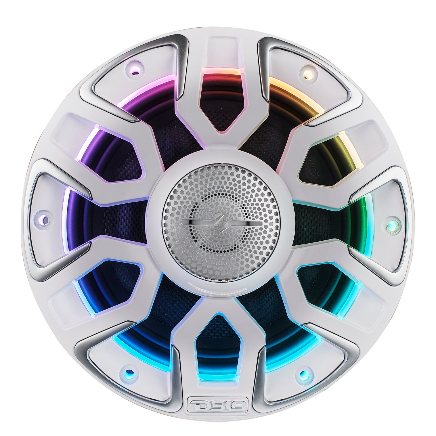 DS18 6.5” Marine Coaxial Speaker With Kevlar Cone, Bullet Tweeter, Neodymium Magnet, and Digital LED Lights | 200W RMS 4-Ohm