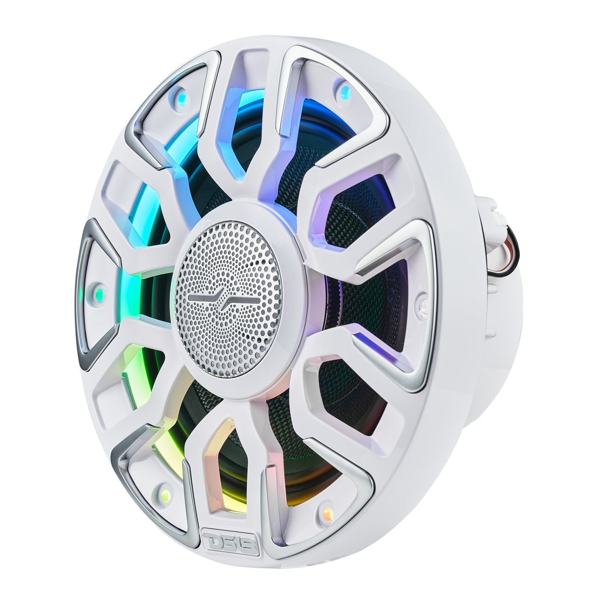 DS18 6.5” Marine Coaxial Speaker With Kevlar Cone, Bullet Tweeter, Neodymium Magnet, and Digital LED Lights | 200W RMS 4-Ohm
