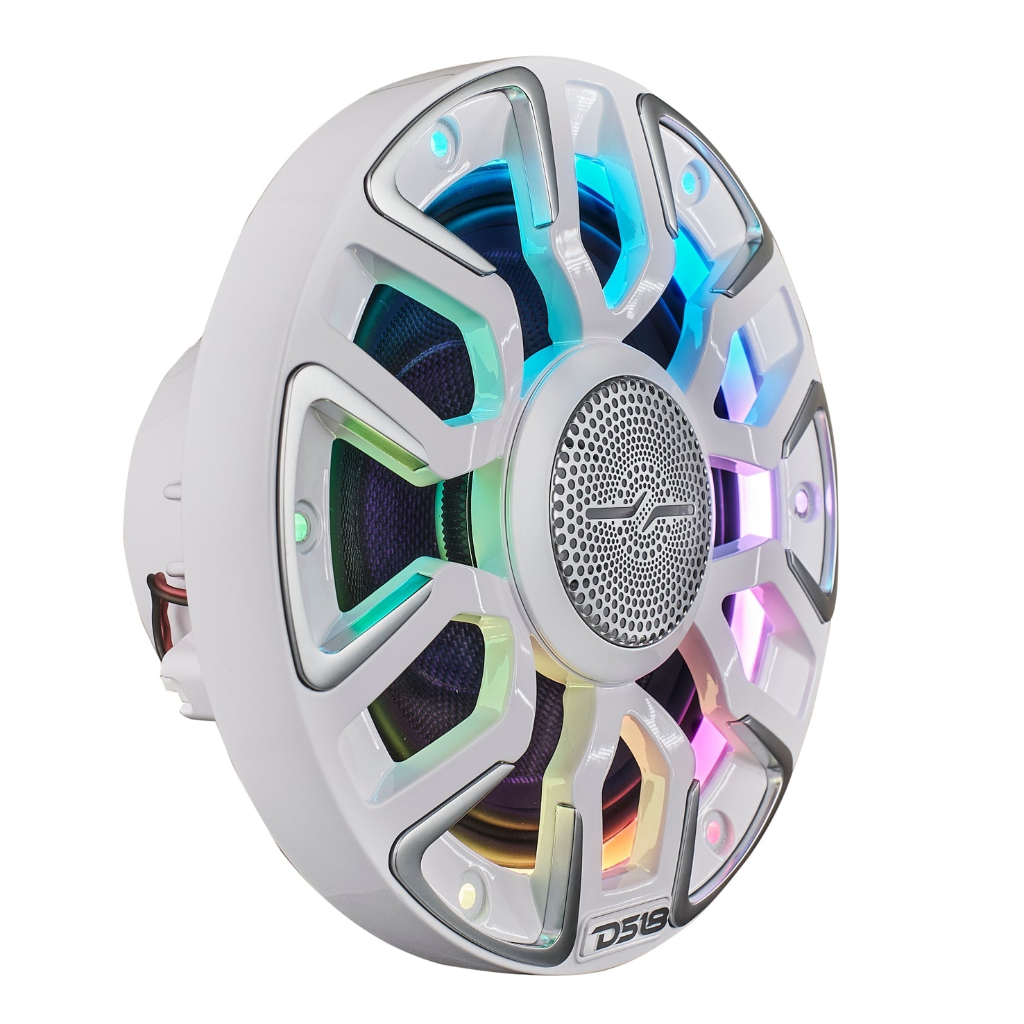 DS18 6.5” Marine Coaxial Speaker With Kevlar Cone, Bullet Tweeter, Neodymium Magnet, and Digital LED Lights | 200W RMS 4-Ohm