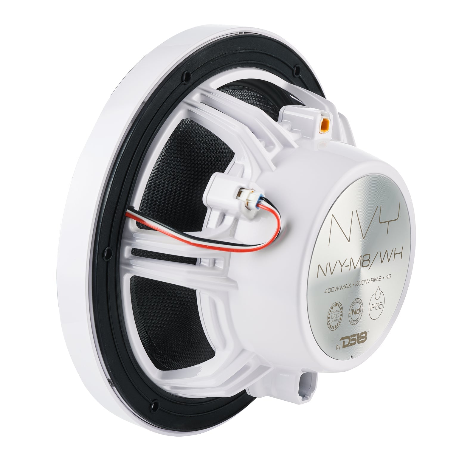 DS18 8” Marine Coaxial Speaker With Kevlar Cone, Bullet Tweeter, Neodymium Magnet, and Digital LED Lights | 200W RMS 4-Ohm