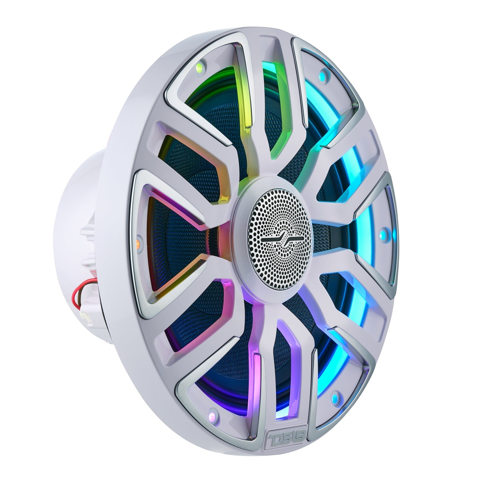 DS18 8” Marine Coaxial Speaker With Kevlar Cone, Bullet Tweeter, Neodymium Magnet, and Digital LED Lights | 200W RMS 4-Ohm