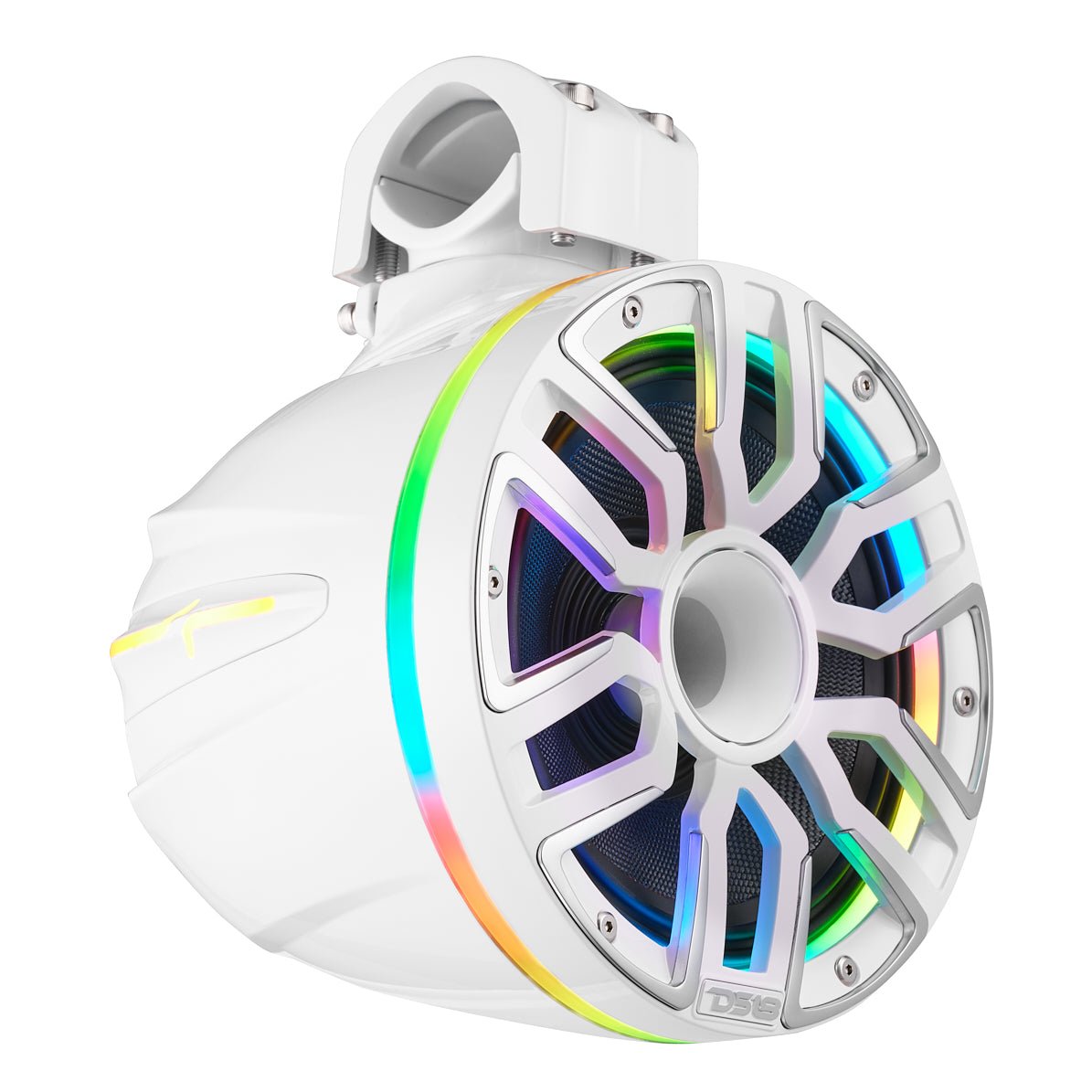 DS18 8” Marine Short Tower Speaker With Neodymium Magnet, Kevlar Cone, Compression Driver And Digital LED Lights | 200W RMS 4-Ohm