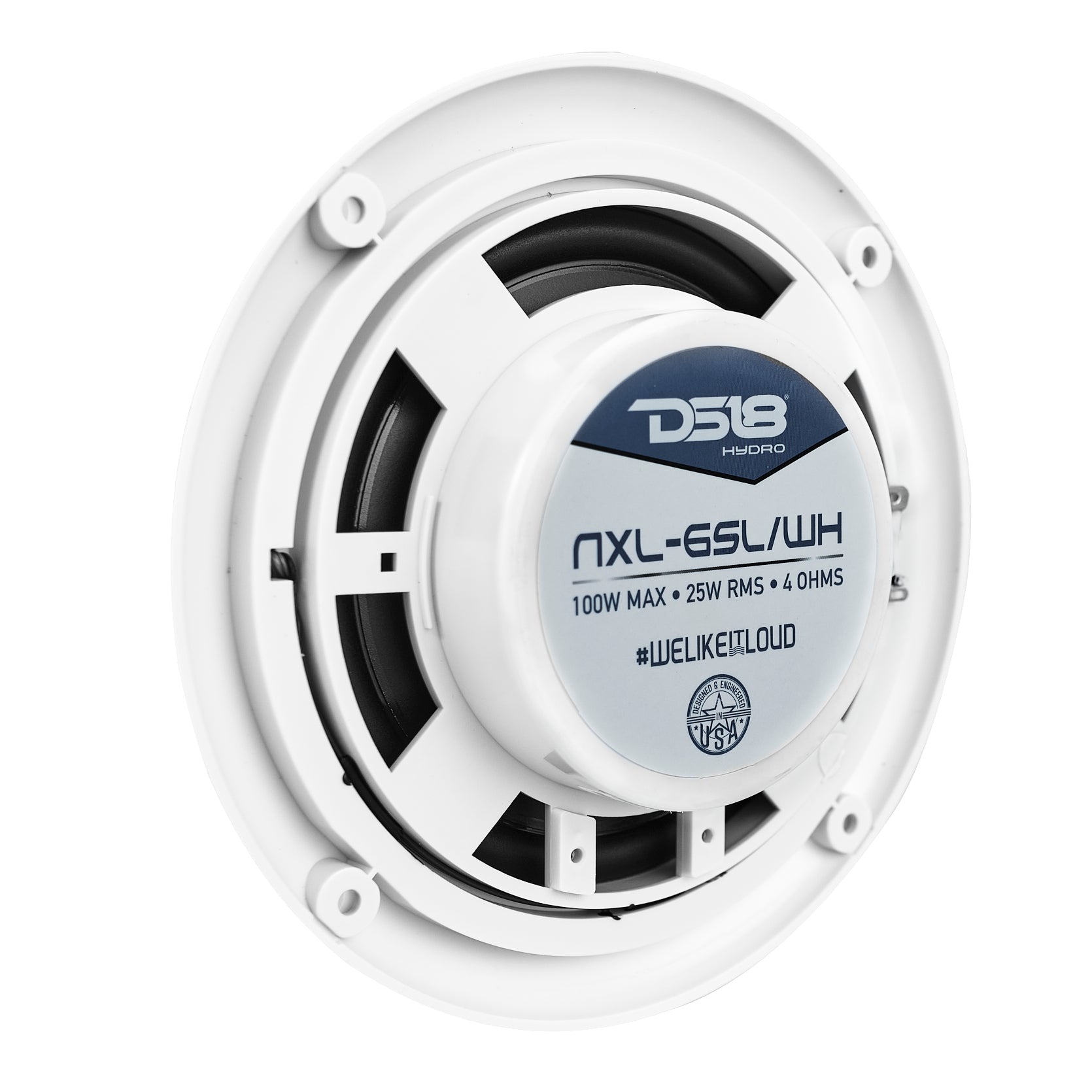 DS18 NXL 6.5" 2-Way Coaxial Marine Shallow Speaker With LED RGB Lights 25 Watts Rms 4-Ohm