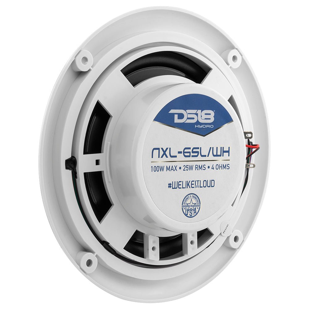 DS18 Marine and Powersports Headunit and 6.5" Marine Speaker Package (MRX1 and 2 X NXL-6SL/WH) - White