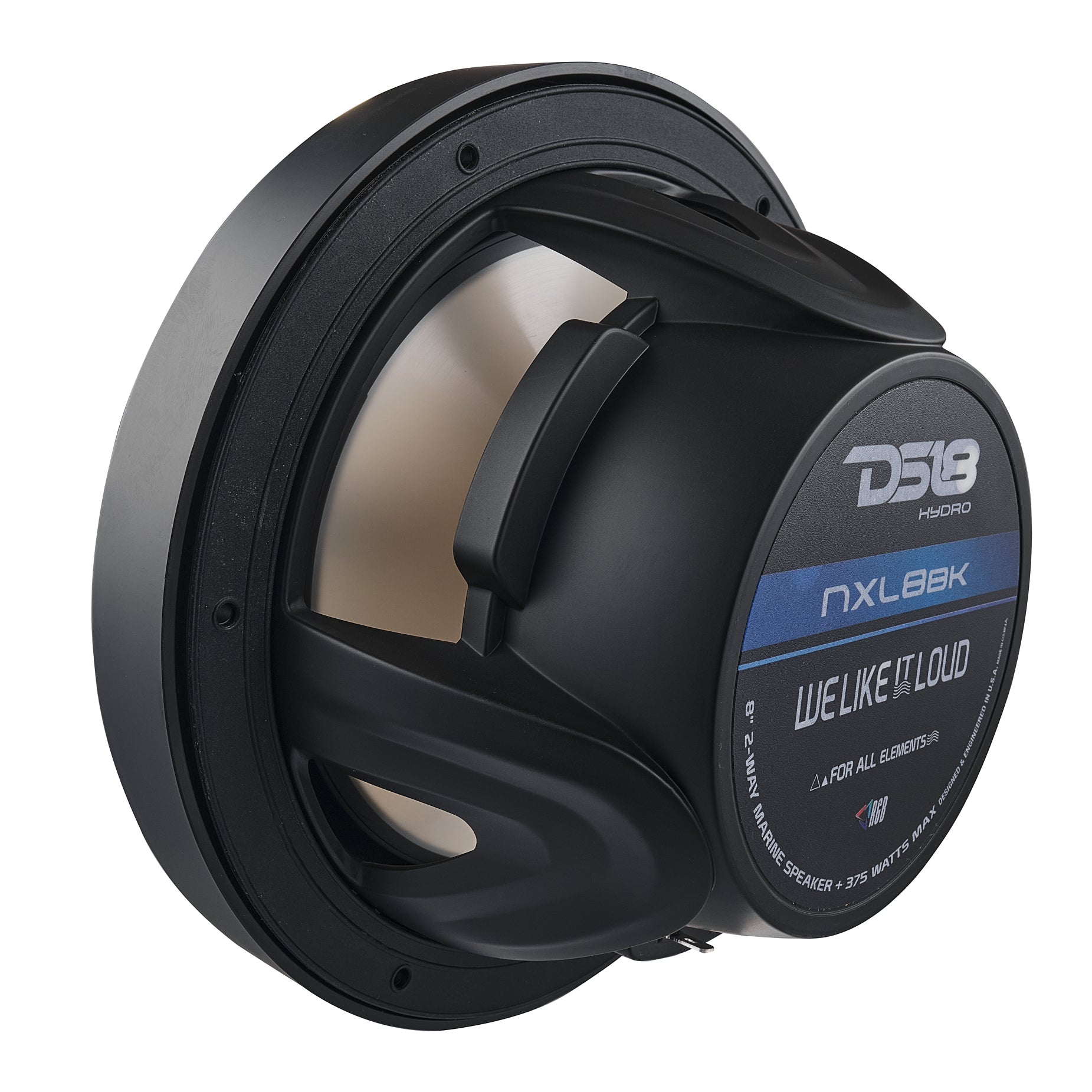 DS18 NXL 8" 2-Way Coaxial Marine Speaker with LED RGB Lights | 125W RMS 4-Ohm