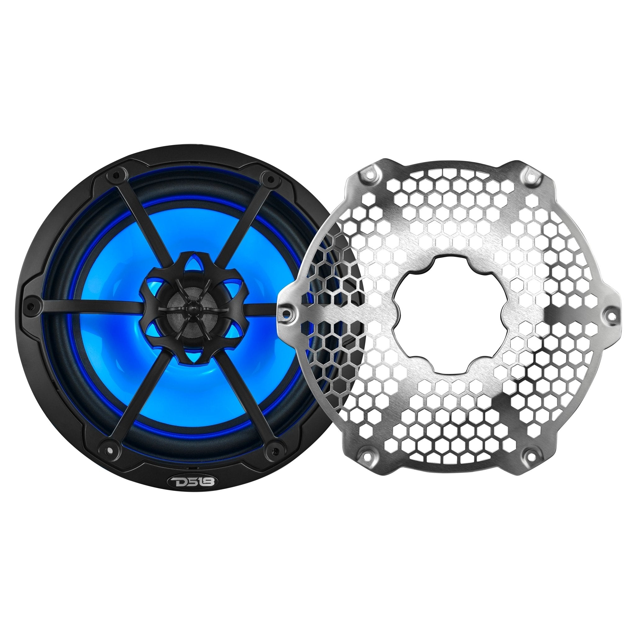 DS18 NXL 8" 2-Way Coaxial Marine Speaker With LED RGB Lights 125 Watts Rms 4-Ohm