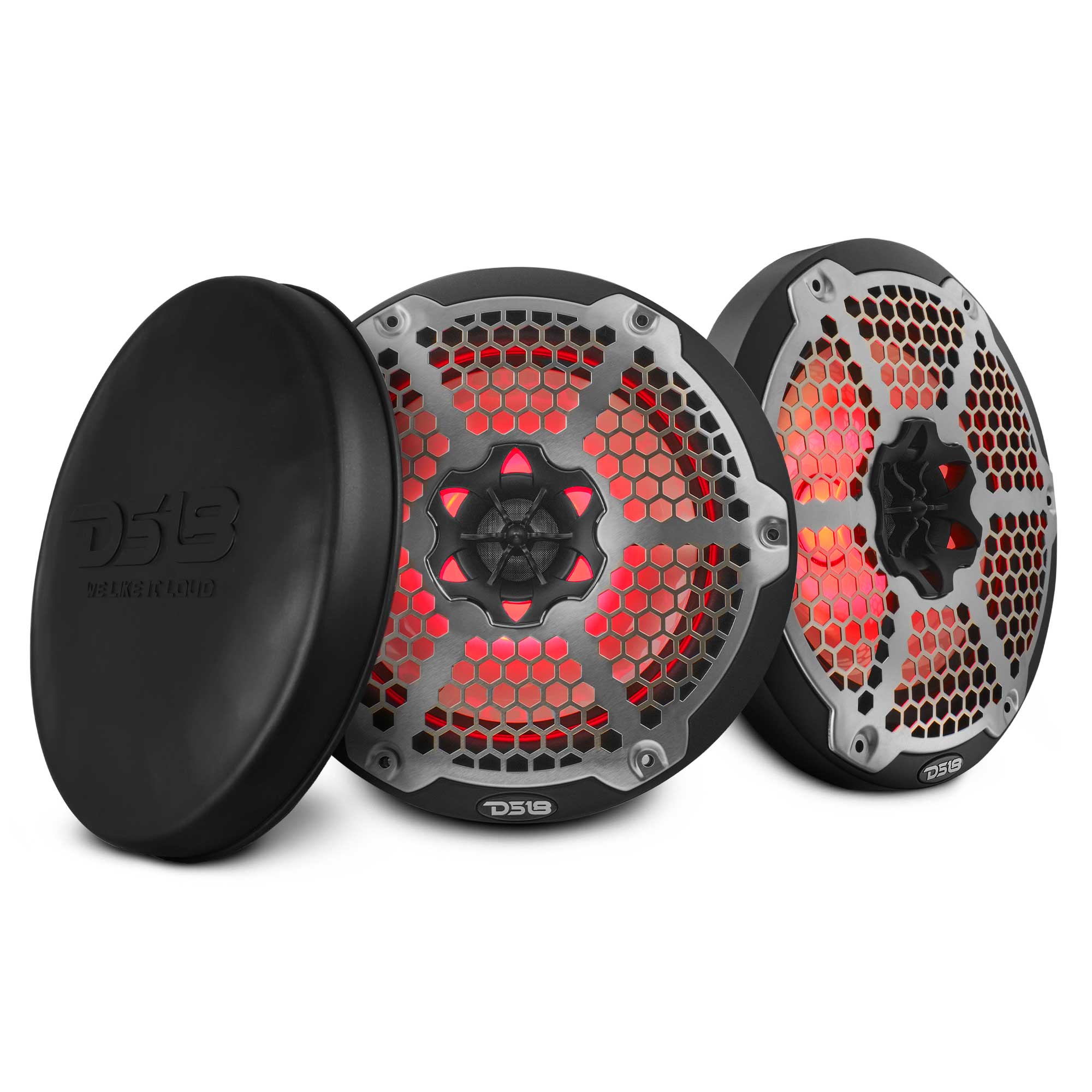 DS18 NXL 8" 2-Way Coaxial Marine Speaker With LED RGB Lights 125 Watts Rms 4-Ohm