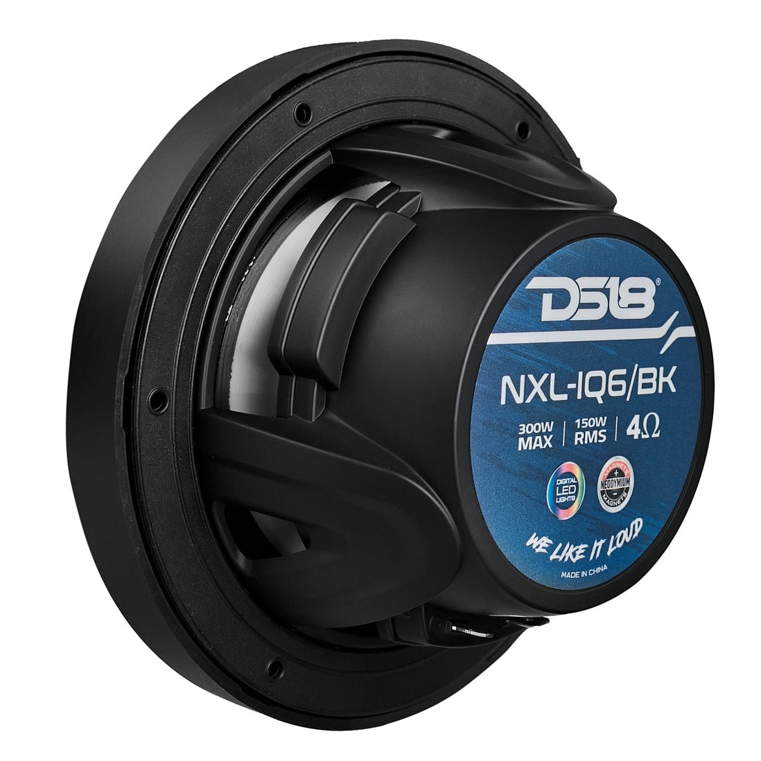 DS18 NXL 6.5" 2-Way Coaxial Marine Speaker with Bullet Tweeter and Digital Led Lights | 150W RMS 4-Ohm