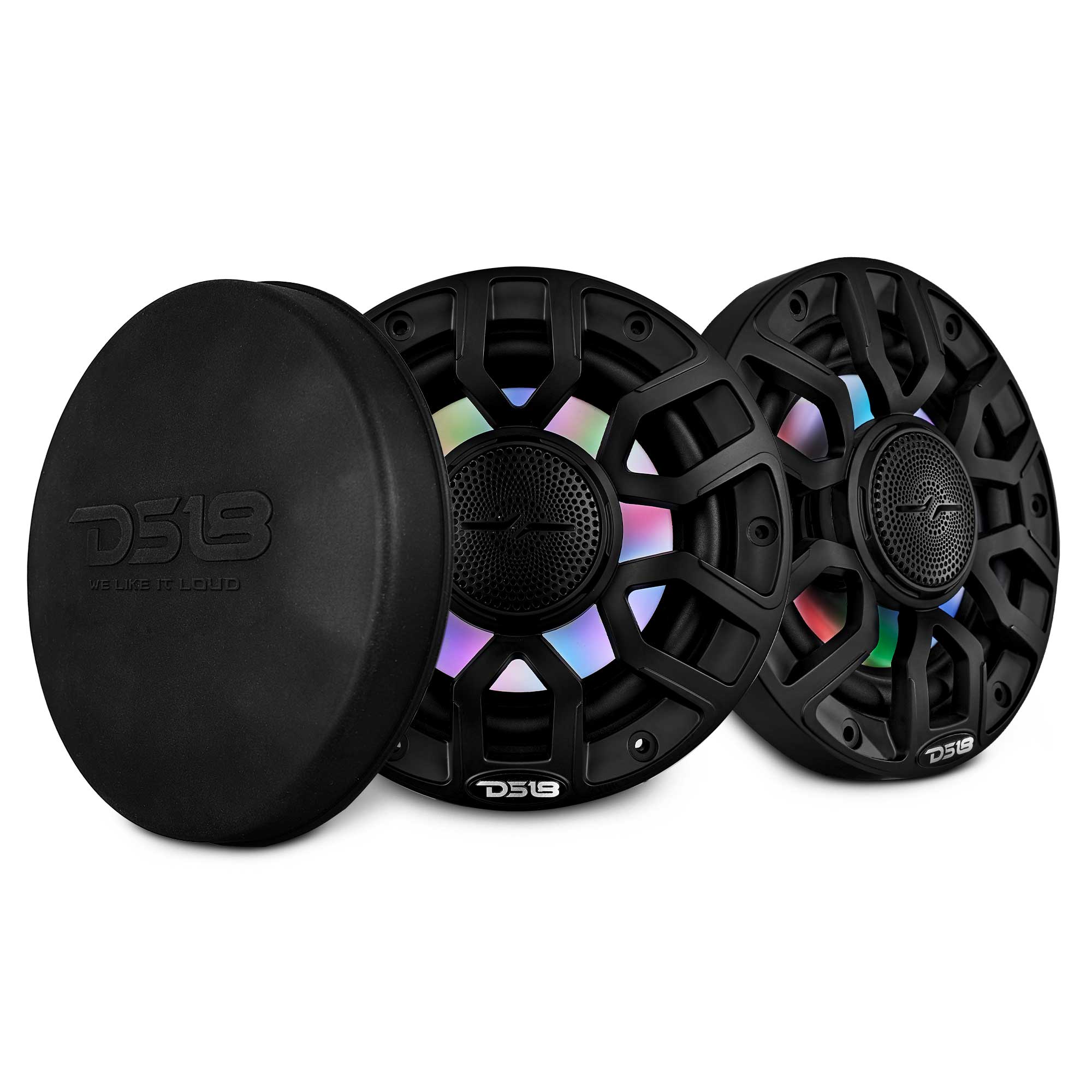 DS18 NXL 6.5" 2-Way Coaxial Marine Speaker with Bullet Tweeter and Digital Led Lights | 150W RMS 4-Ohm