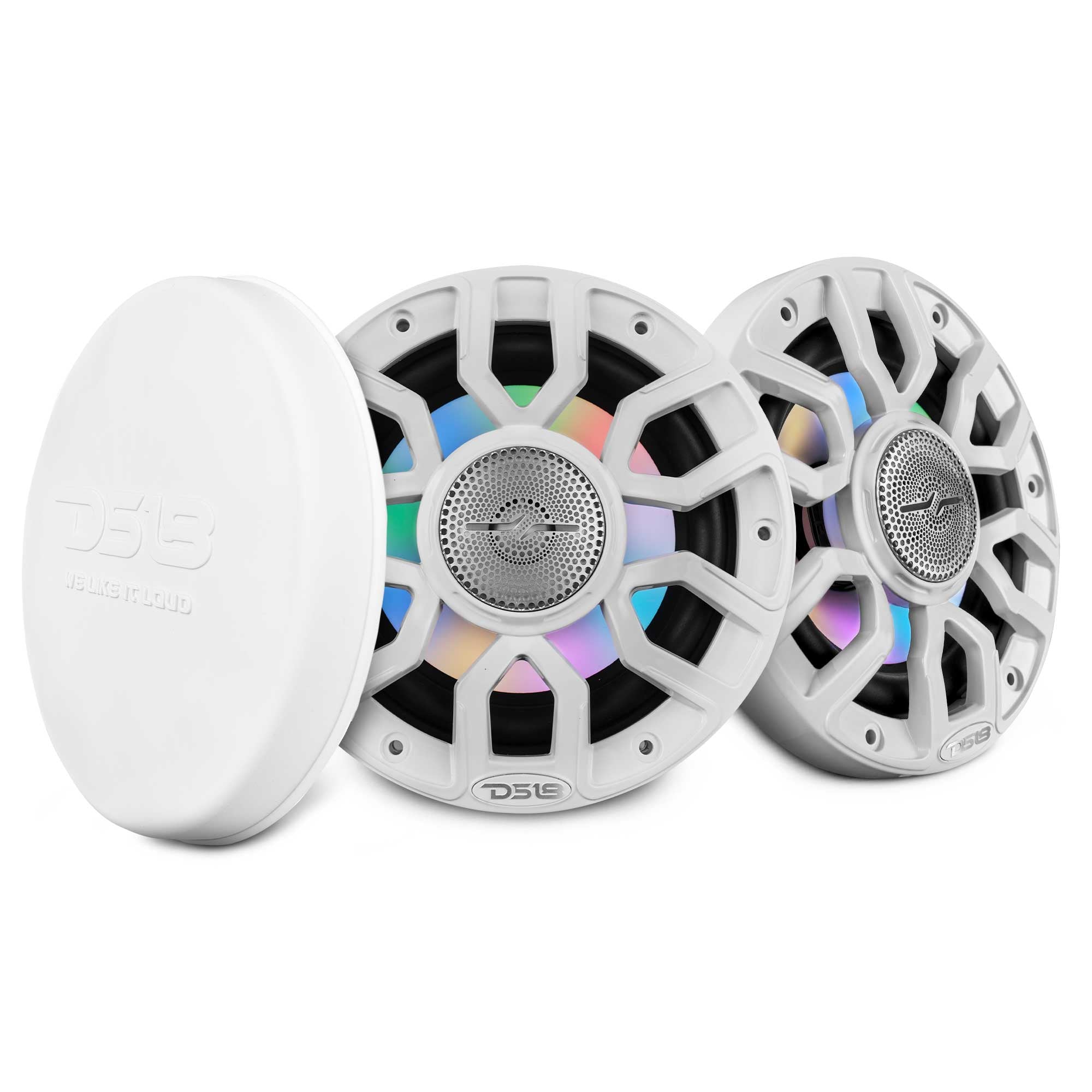 DS18 NXL 6.5" 2-Way Coaxial Marine Speaker with Bullet Tweeter and Digital Led Lights | 150W RMS 4-Ohm