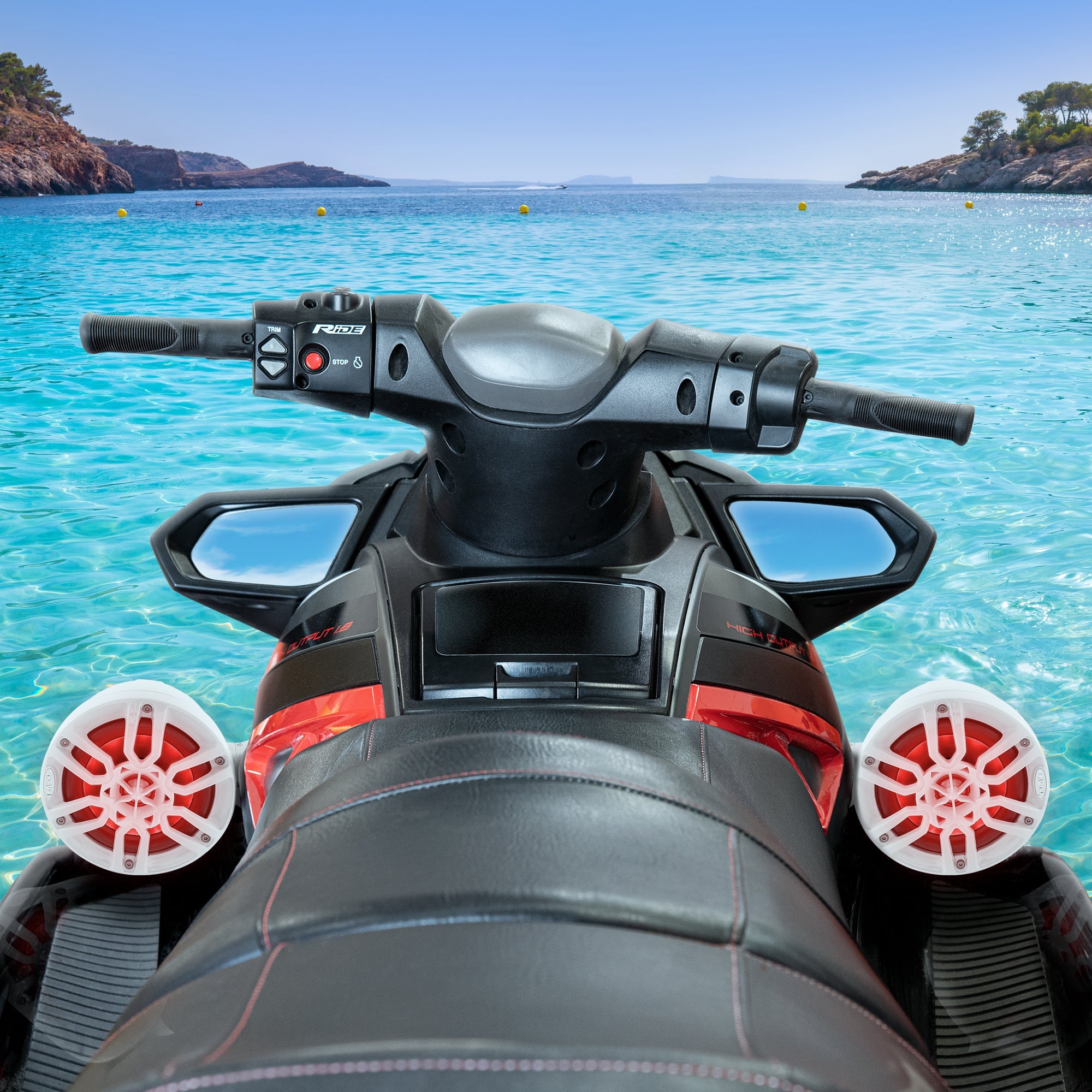 DS18 6.5" Compact Speaker Tower with Marine Amplifier, Installation Kit, and RGB LED Lights - Perfect Package for Jet Ski