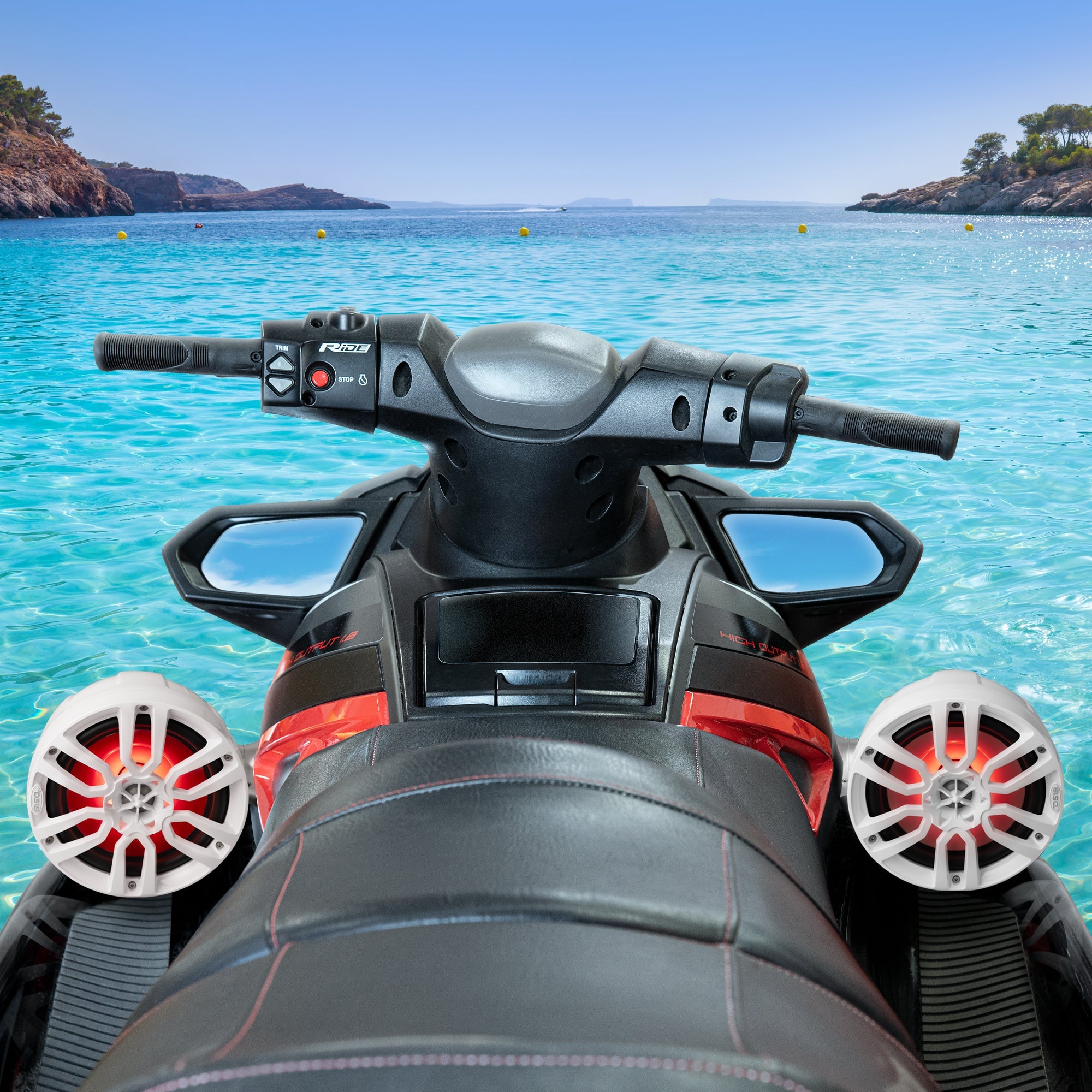 DS18 8" Compact Speaker Tower with Marine Amplifier, Installation Kit, and RGB LED Lights - Perfect Package for Jet Ski