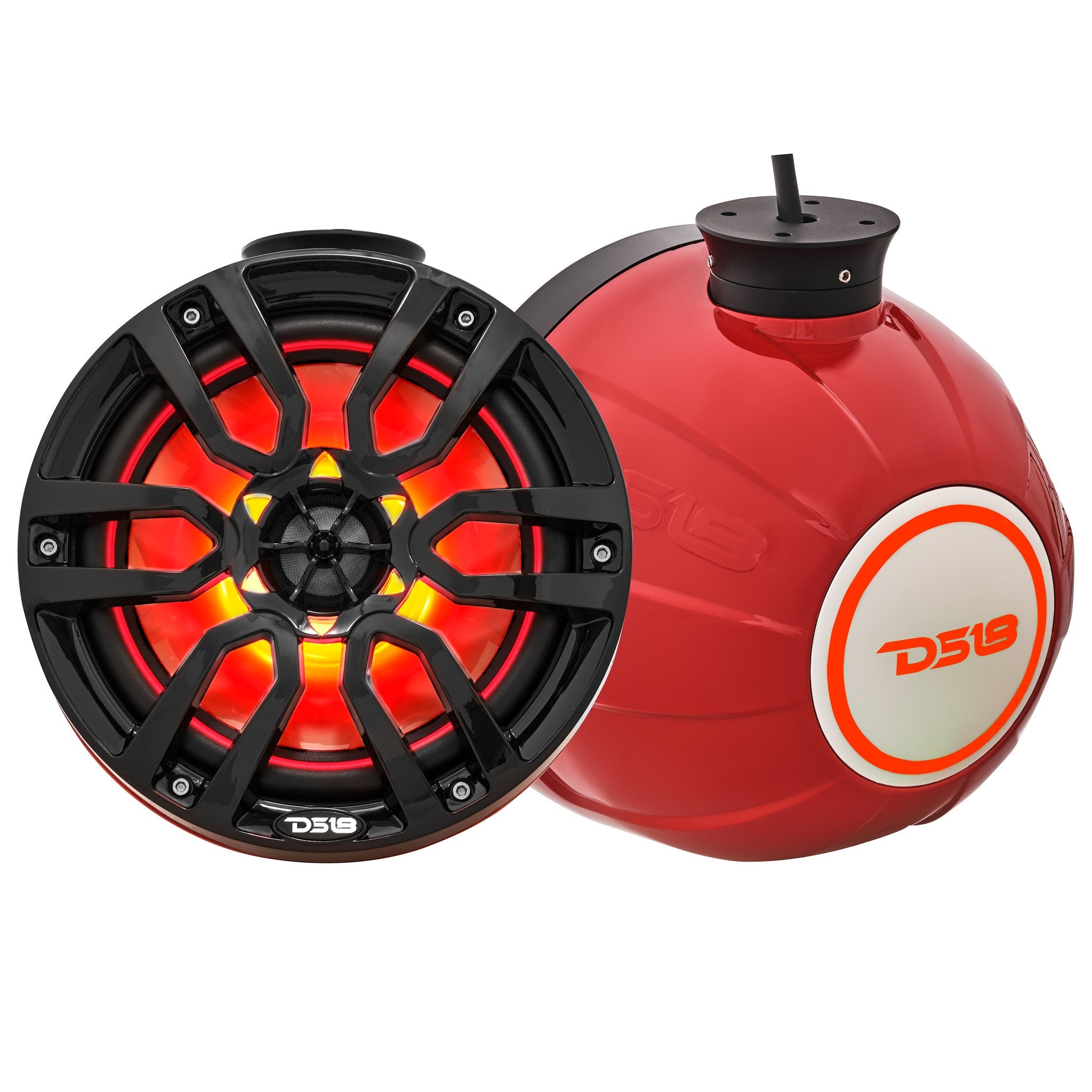 DS18 NXL 8" Pod 375W Speaker with Integrated RGB LED Lights (Pair) - Perfect for Jet Skis